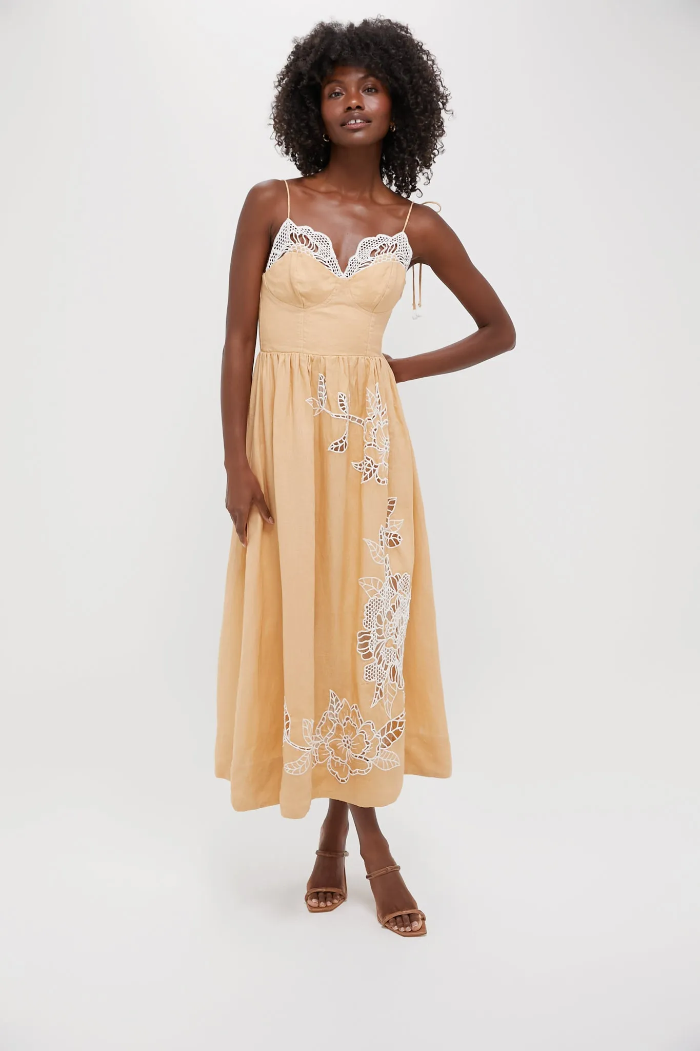 Sand Richelieu Cup Midi Dress sold by Tuckernuck
