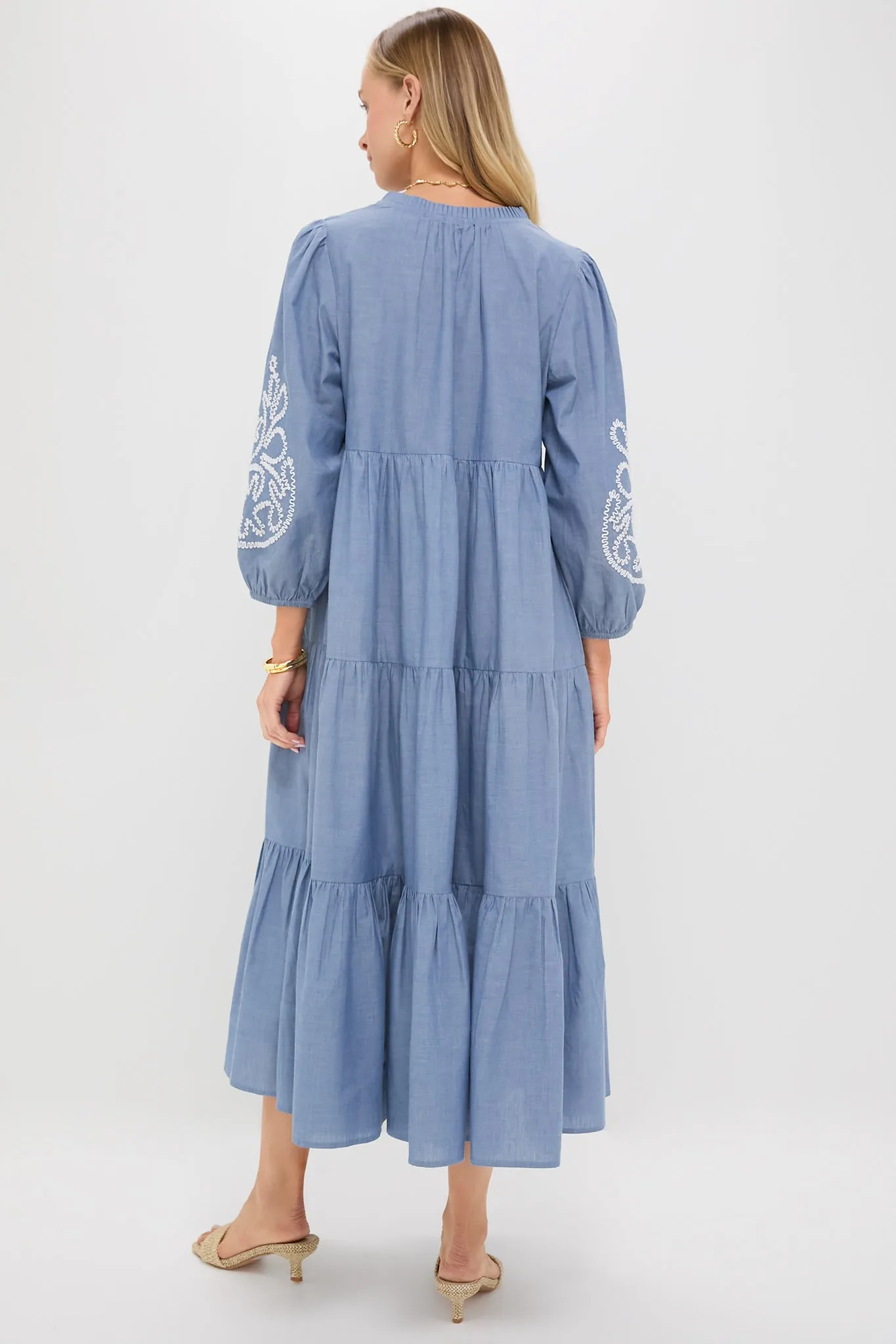 Embroidered Chambray Long Sleeve Salty Paloma Caftan sold by Tuckernuck product image thumbnail 4