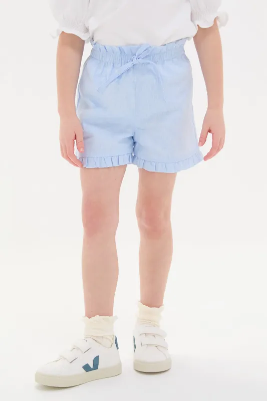 Light Blue Flores Cotton Girls Shorts sold by Tuckernuck
