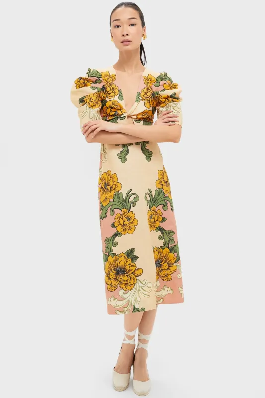 Delicate Flower Arabesques Short Sleeve Midi Dress sold by Tuckernuck