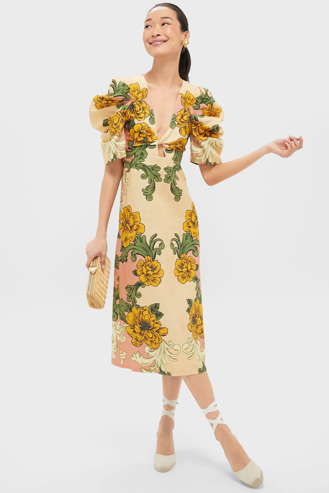 Delicate Flower Arabesques Short Sleeve Midi Dress sold by Tuckernuck product image thumbnail 2