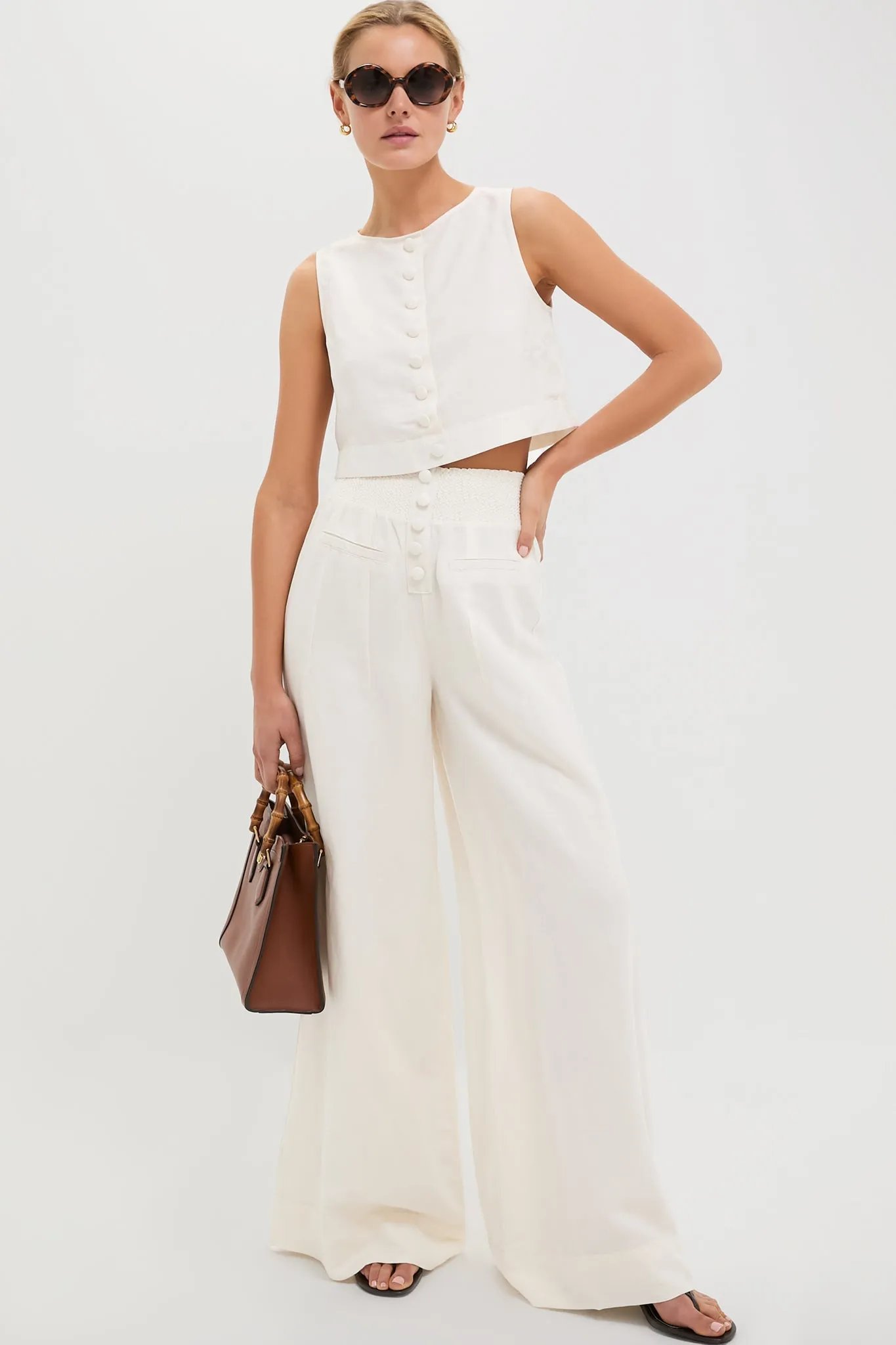 Off-White Button Front Palazzo Pant sold by Tuckernuck product image thumbnail 2