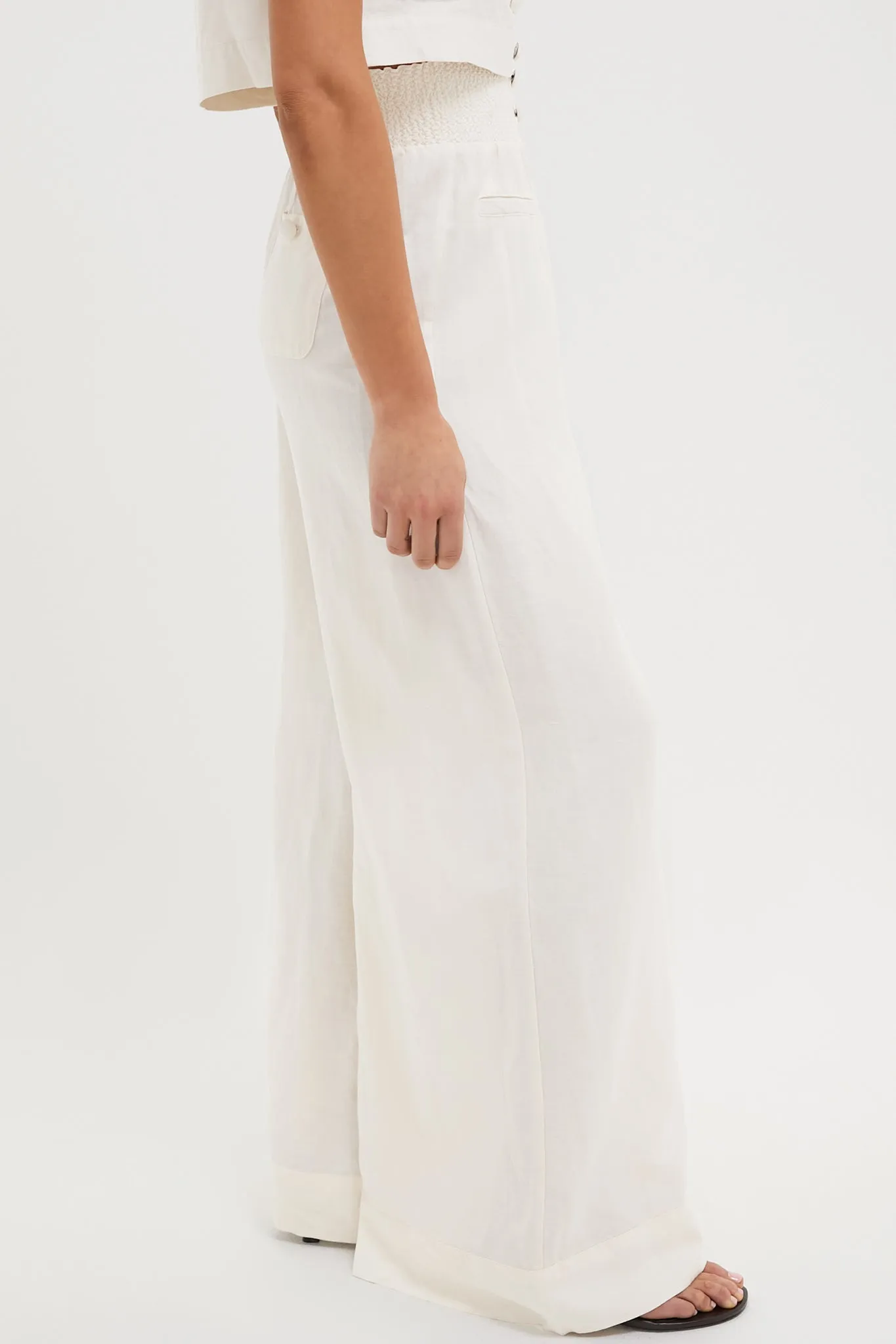 Off-White Button Front Palazzo Pant sold by Tuckernuck product image thumbnail 3