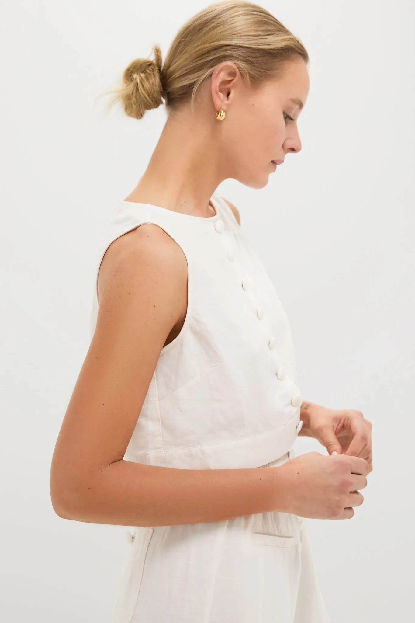 Off-White Boxy Linen Boatneck Top sold by Tuckernuck product image thumbnail 3