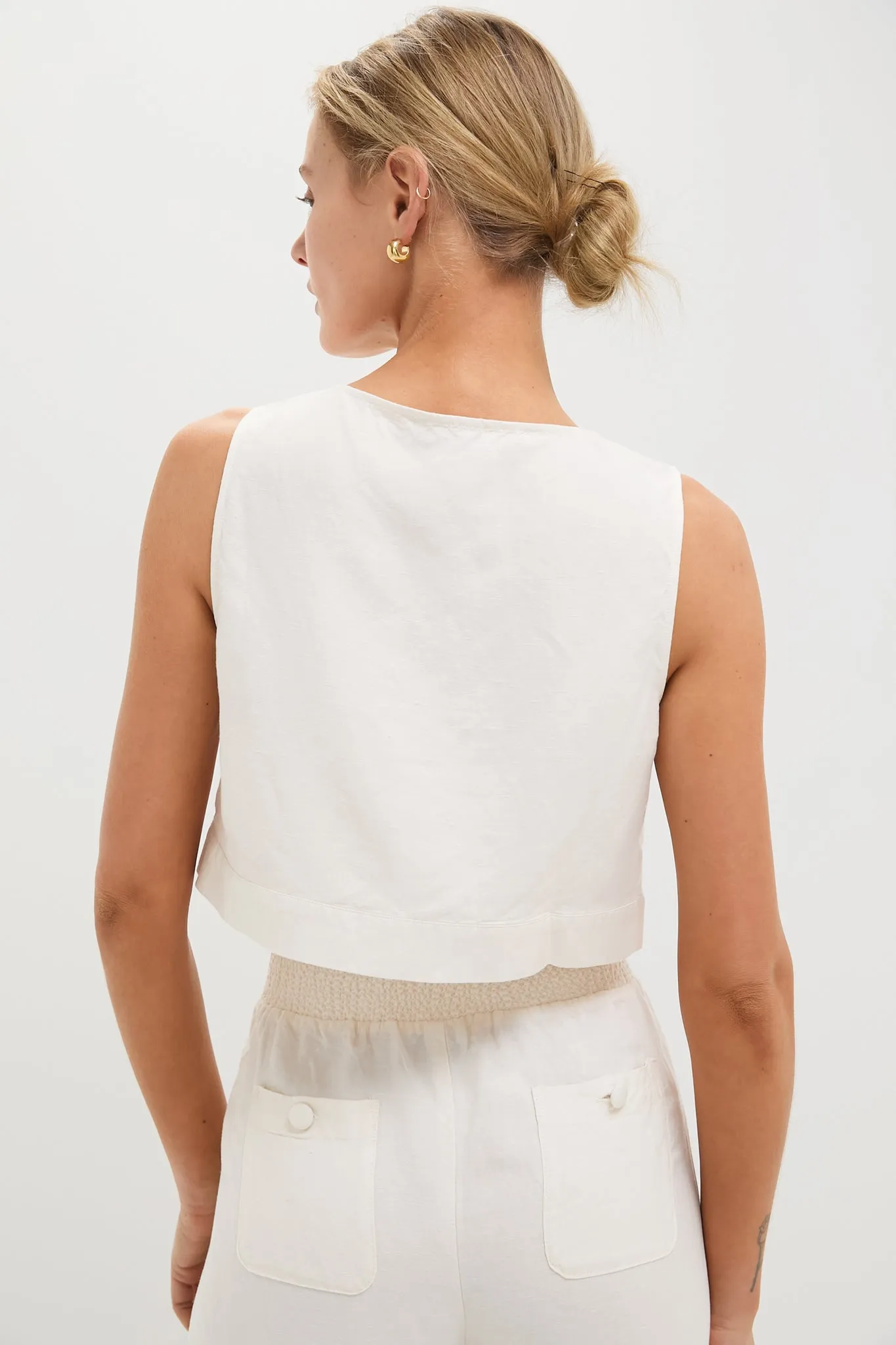 Off-White Boxy Linen Boatneck Top sold by Tuckernuck product image thumbnail 4