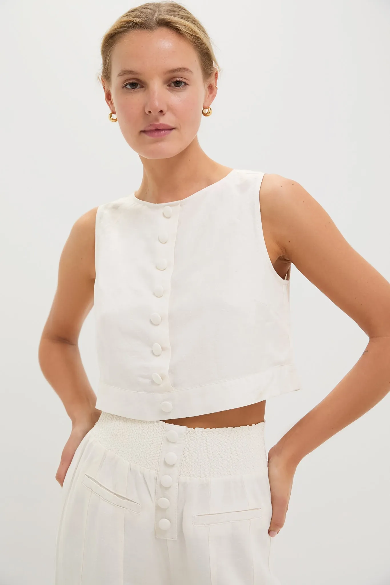 Off-White Boxy Linen Boatneck Top sold by Tuckernuck