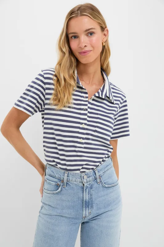 Vintage Blue Stripe The Lacrosse Polo sold by Tuckernuck