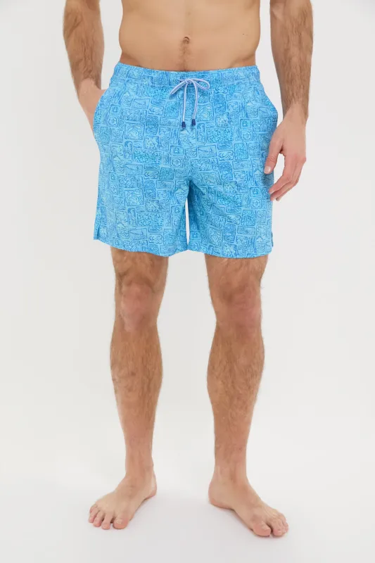 Maya Blue Vitamin Sea Swim Trunks sold by Tuckernuck