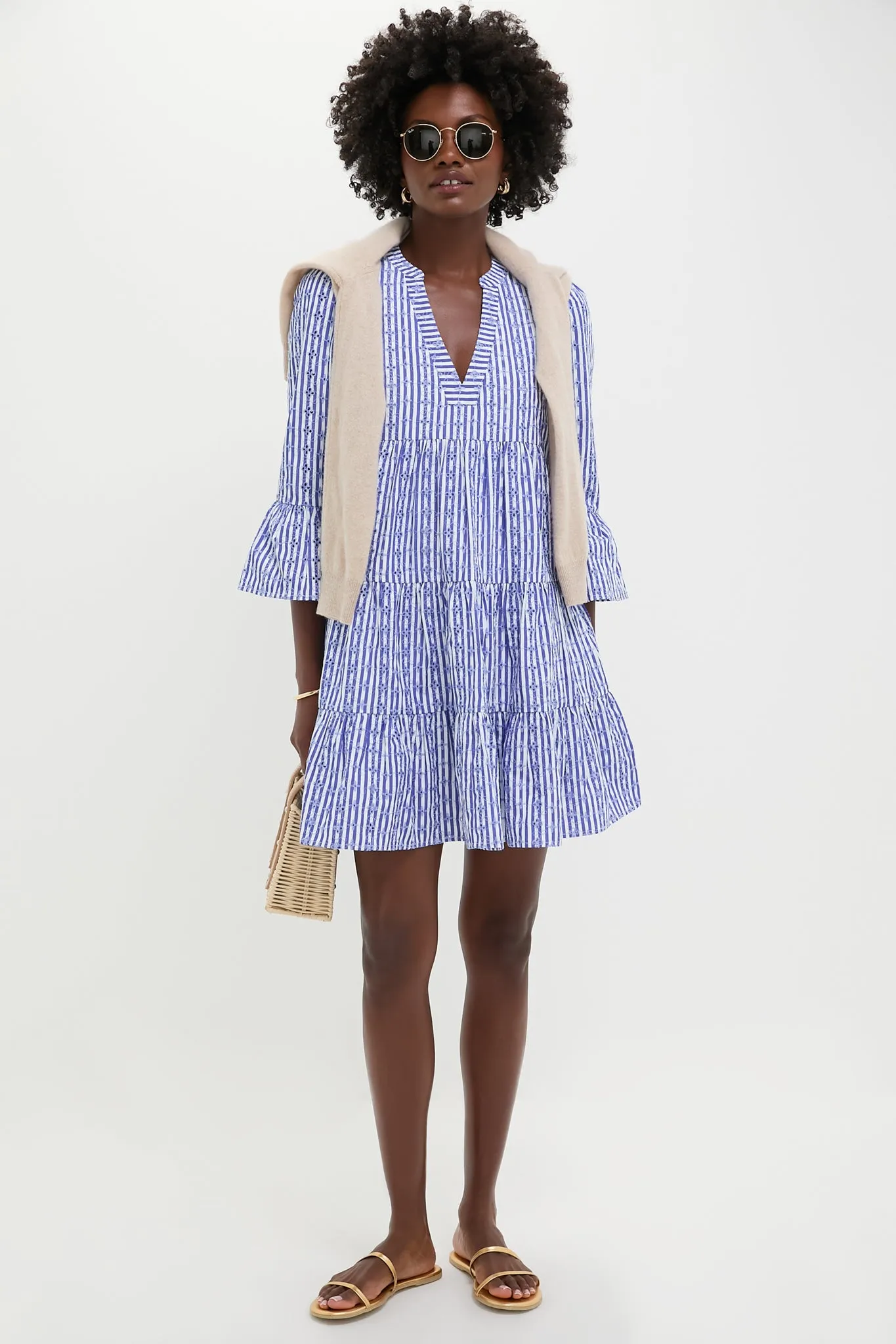 Blue Stripe Floral Embroidered Lanie Dress sold by Tuckernuck product image thumbnail 2