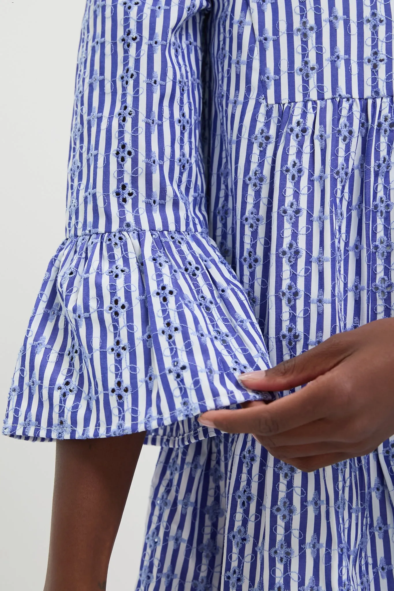 Blue Stripe Floral Embroidered Lanie Dress sold by Tuckernuck product image thumbnail 4