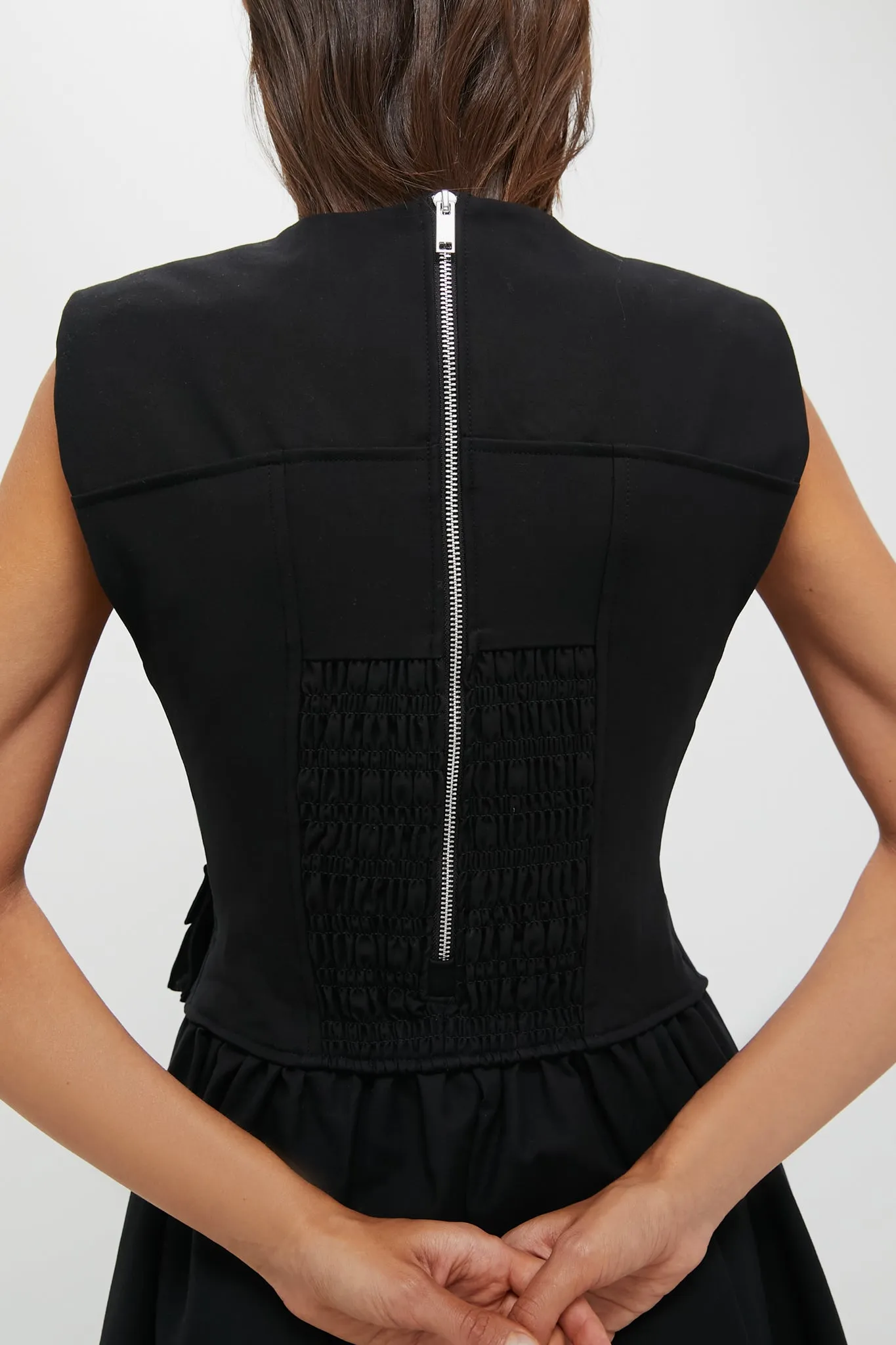 Black Heavy Cotton Tailoring Corset Midi Dress sold by Tuckernuck product image thumbnail 5