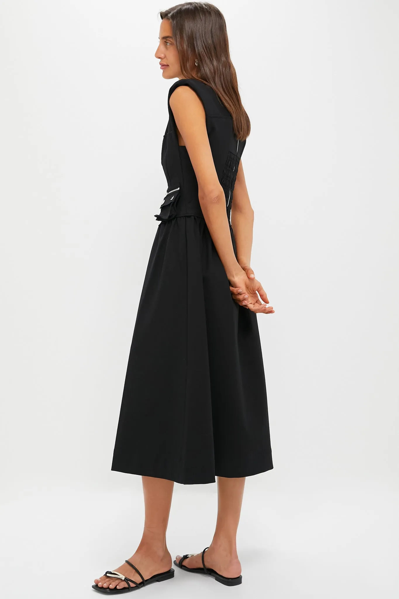 Black Heavy Cotton Tailoring Corset Midi Dress sold by Tuckernuck product image thumbnail 3