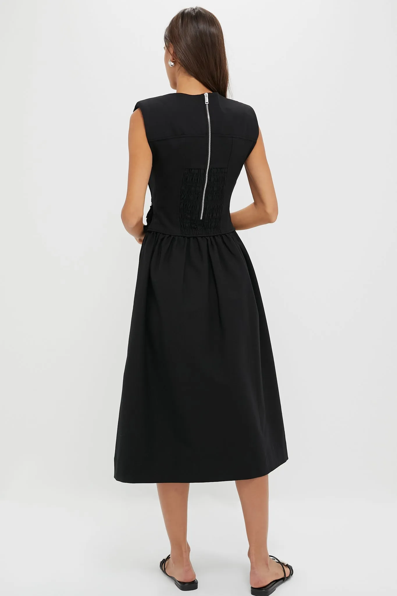 Black Heavy Cotton Tailoring Corset Midi Dress sold by Tuckernuck product image thumbnail 4