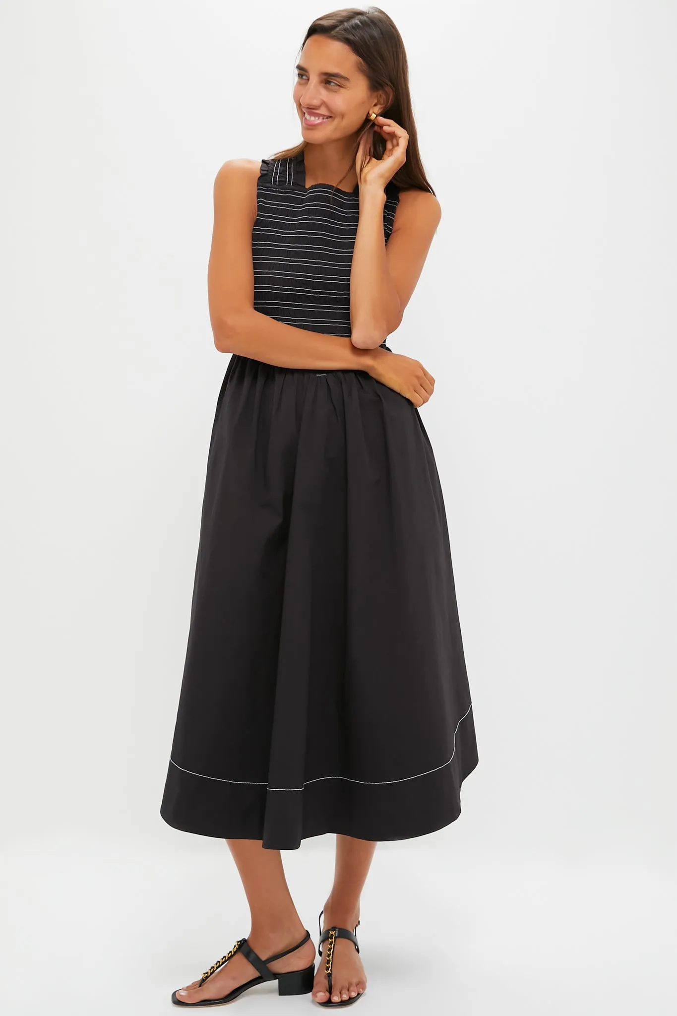 Black Washed Stretch Cotton Smock Midi Dress sold by Tuckernuck product image thumbnail 2