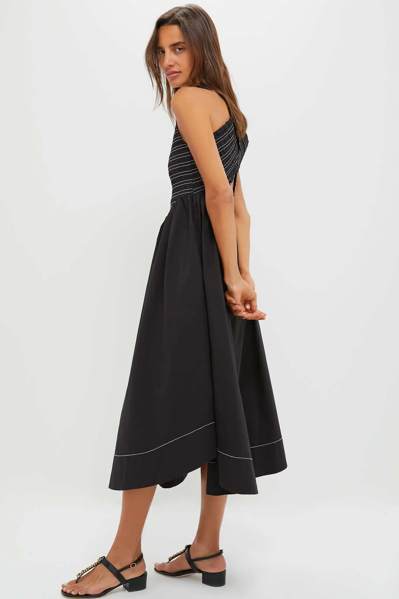 Black Washed Stretch Cotton Smock Midi Dress sold by Tuckernuck product image thumbnail 3