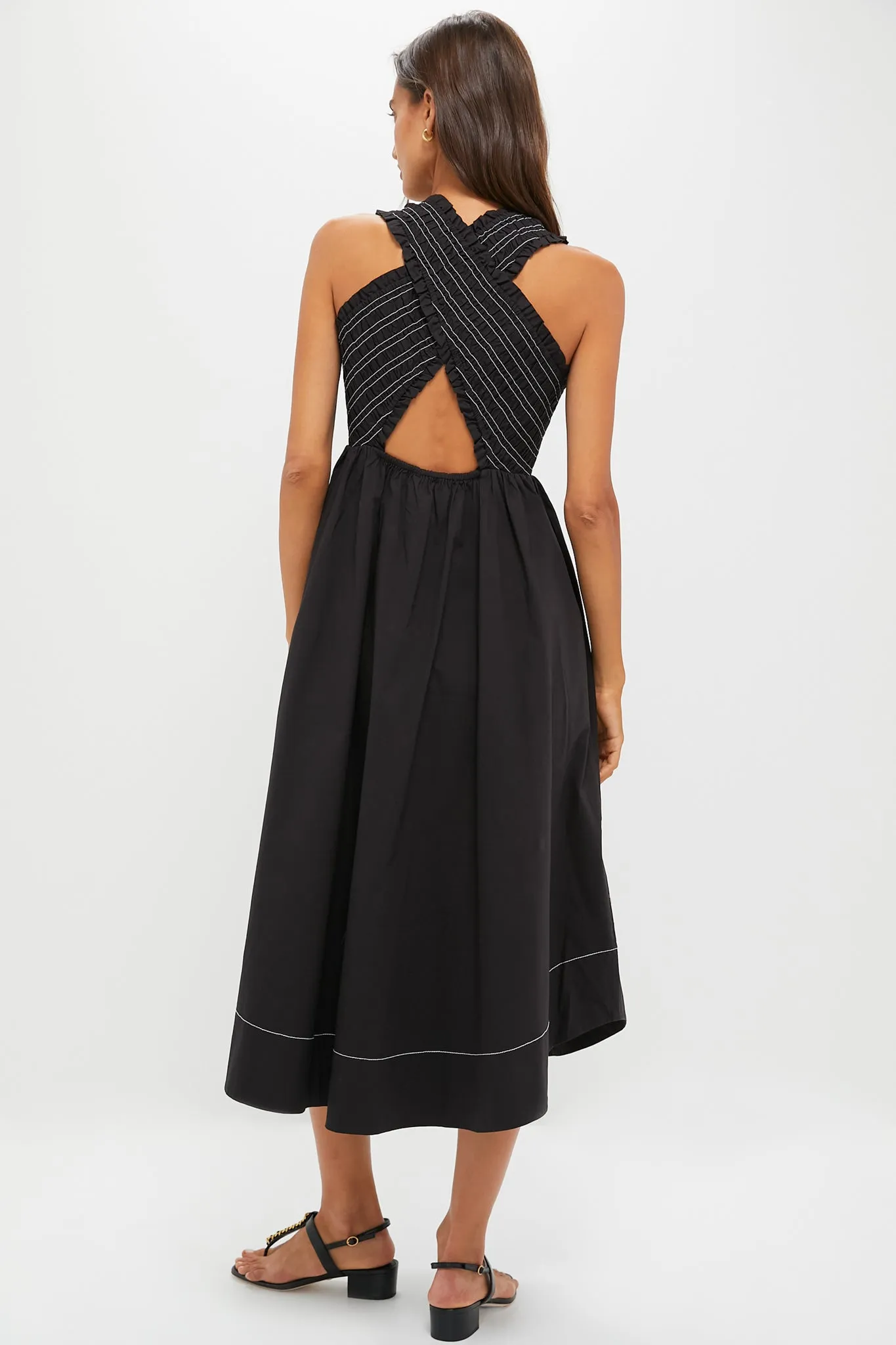 Black Washed Stretch Cotton Smock Midi Dress sold by Tuckernuck product image thumbnail 4