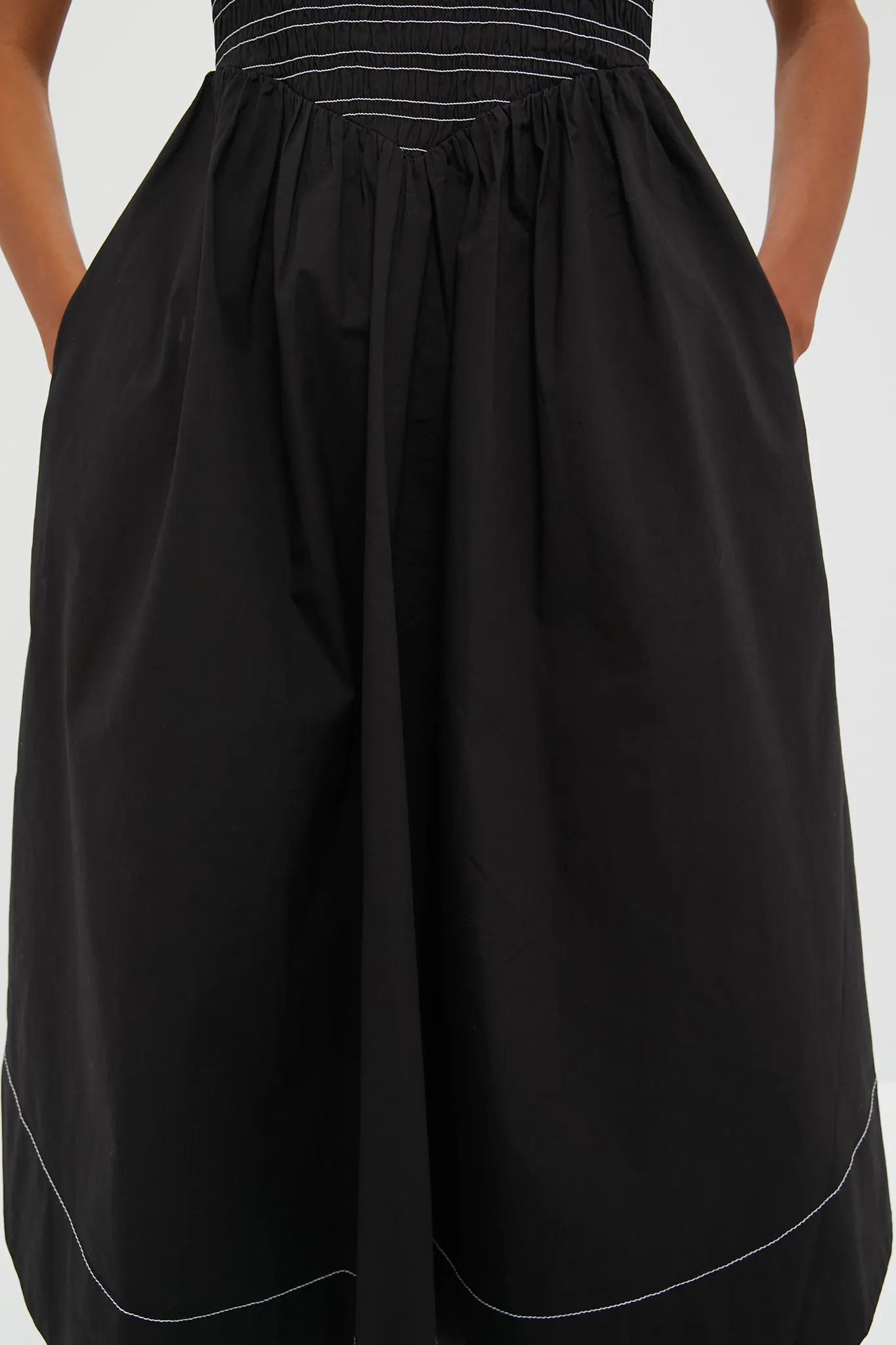 Black Washed Stretch Cotton Smock Midi Dress sold by Tuckernuck product image thumbnail 5