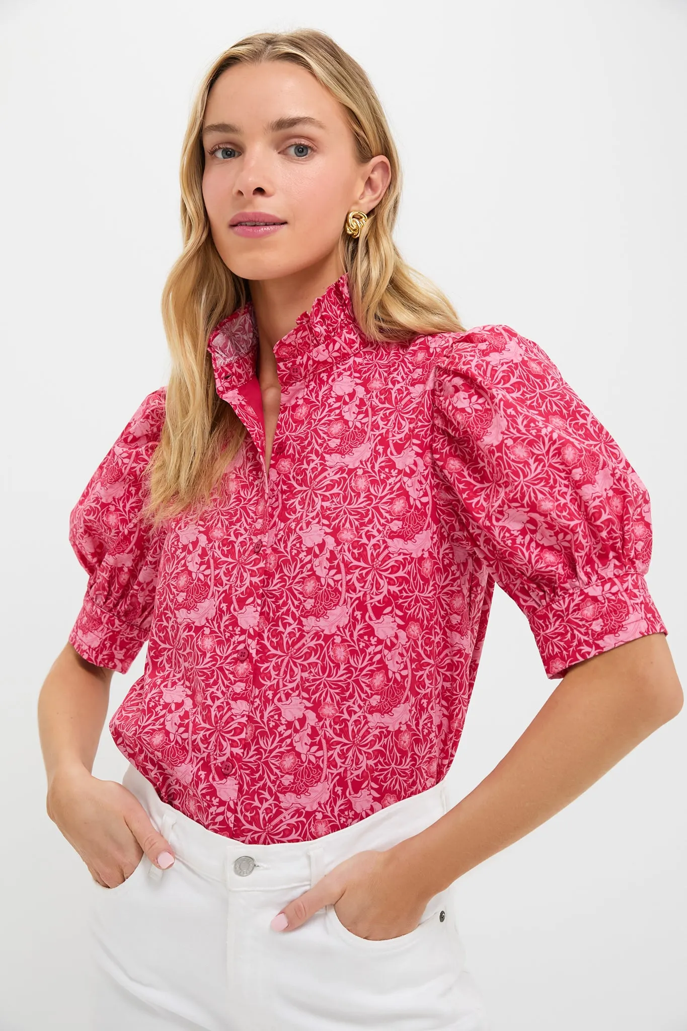 Red & Pink Viney Floral Louisa Blouse sold by Tuckernuck