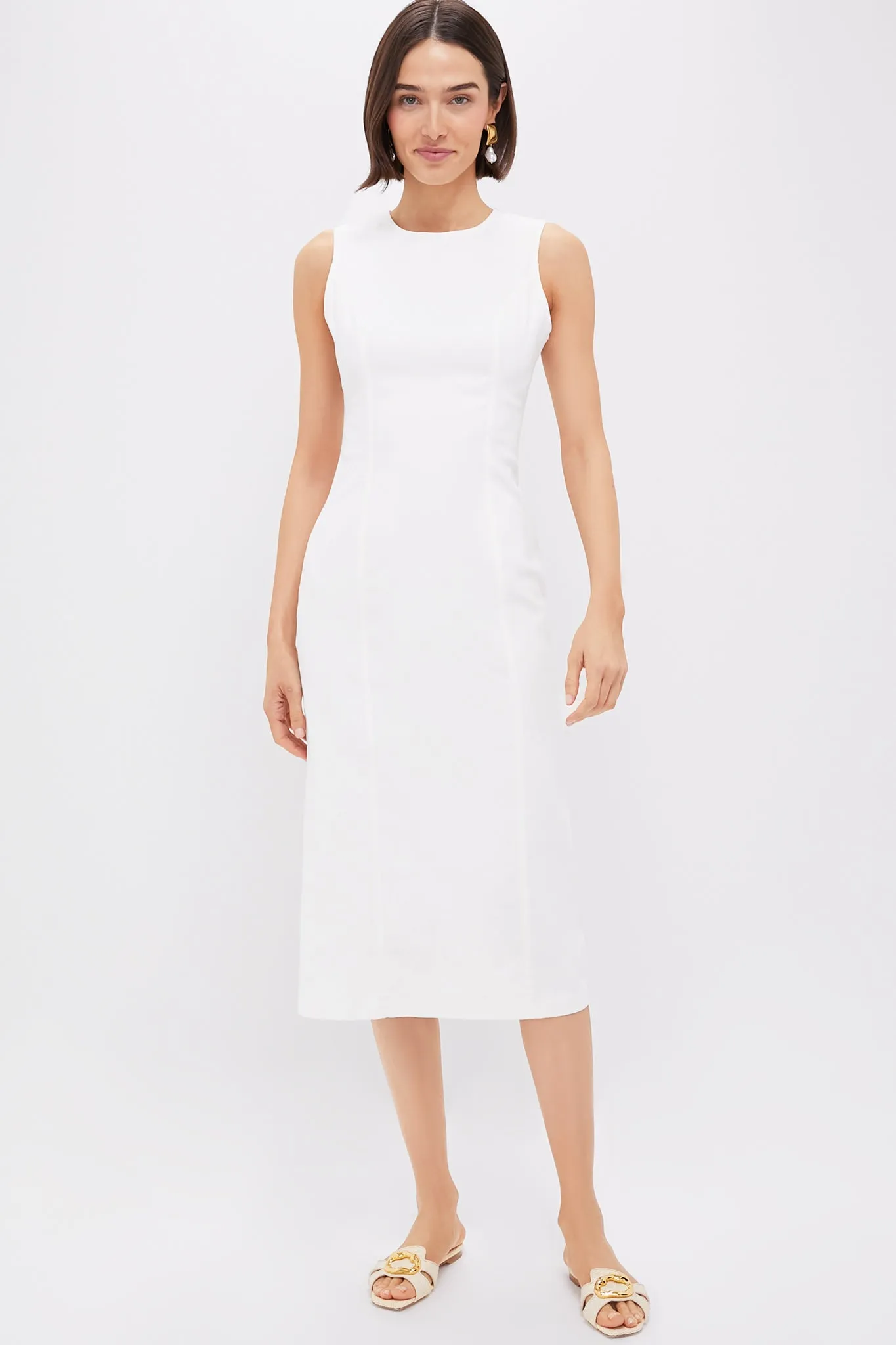 White Stretch Denim Aime Midi Dress sold by Tuckernuck