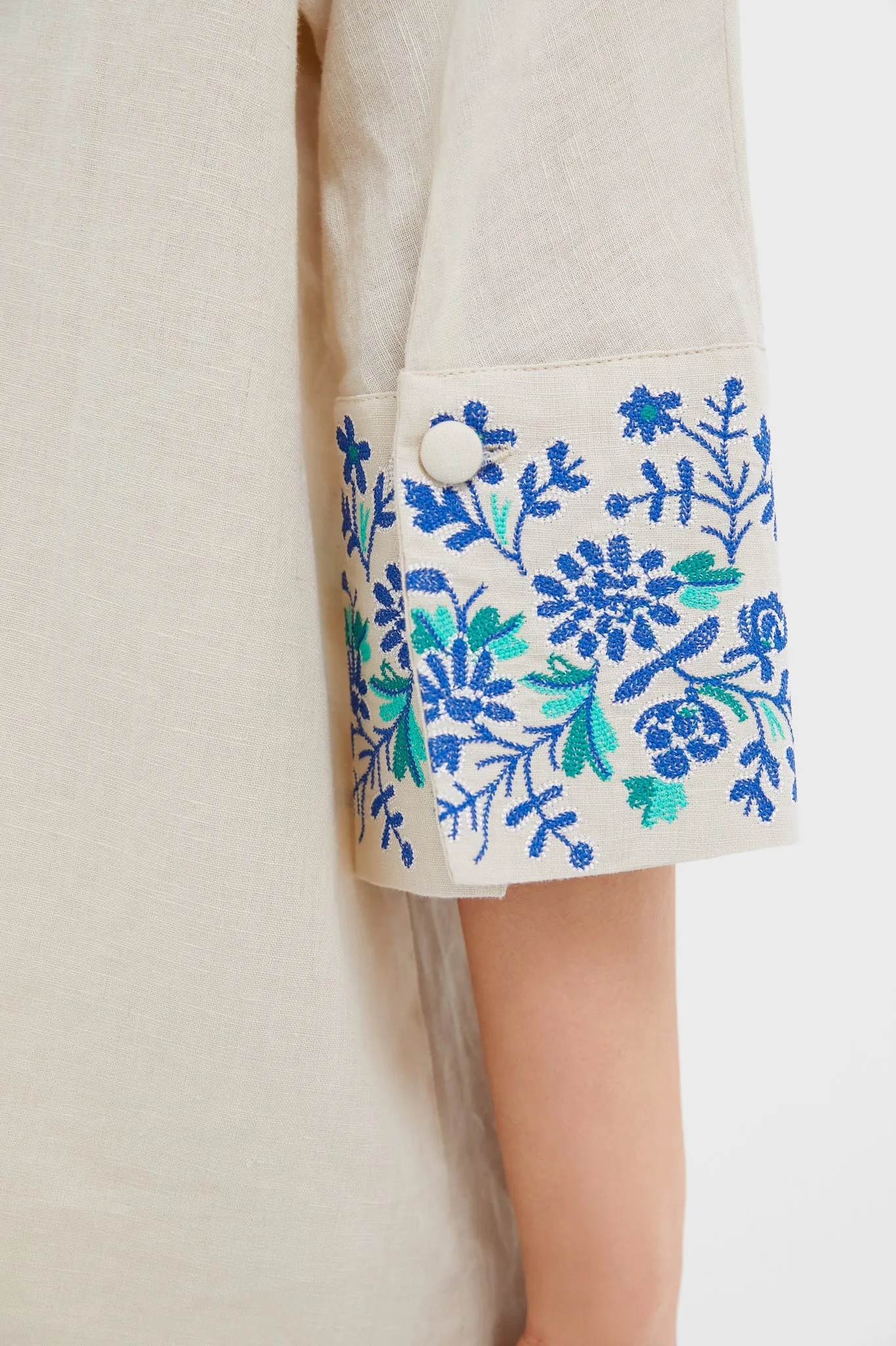 Tan Floral Cuff Cotton Linen Willow Blouse sold by Tuckernuck product image thumbnail 2