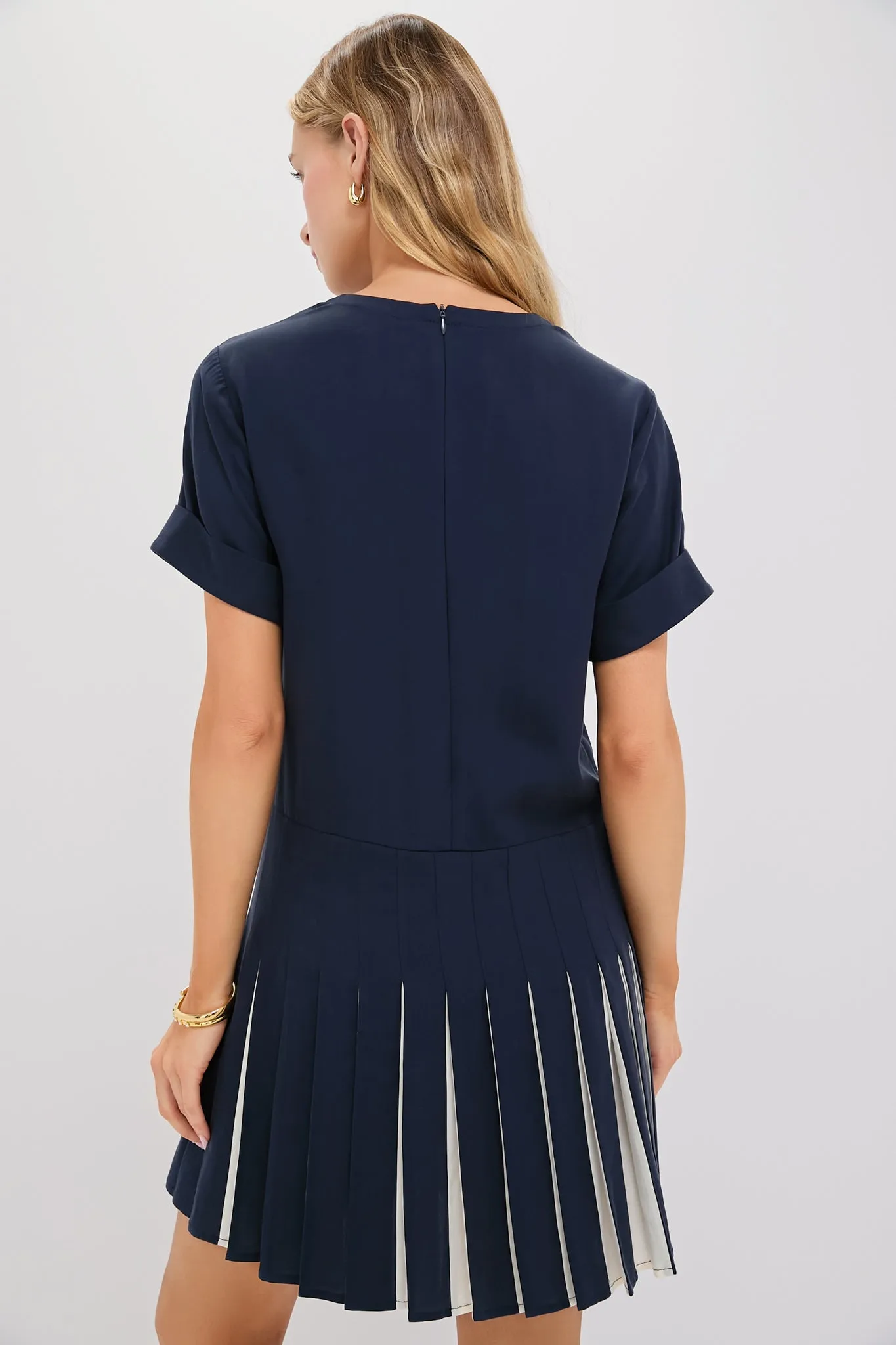 Navy Pleated Liza Dress sold by Tuckernuck product image thumbnail 4