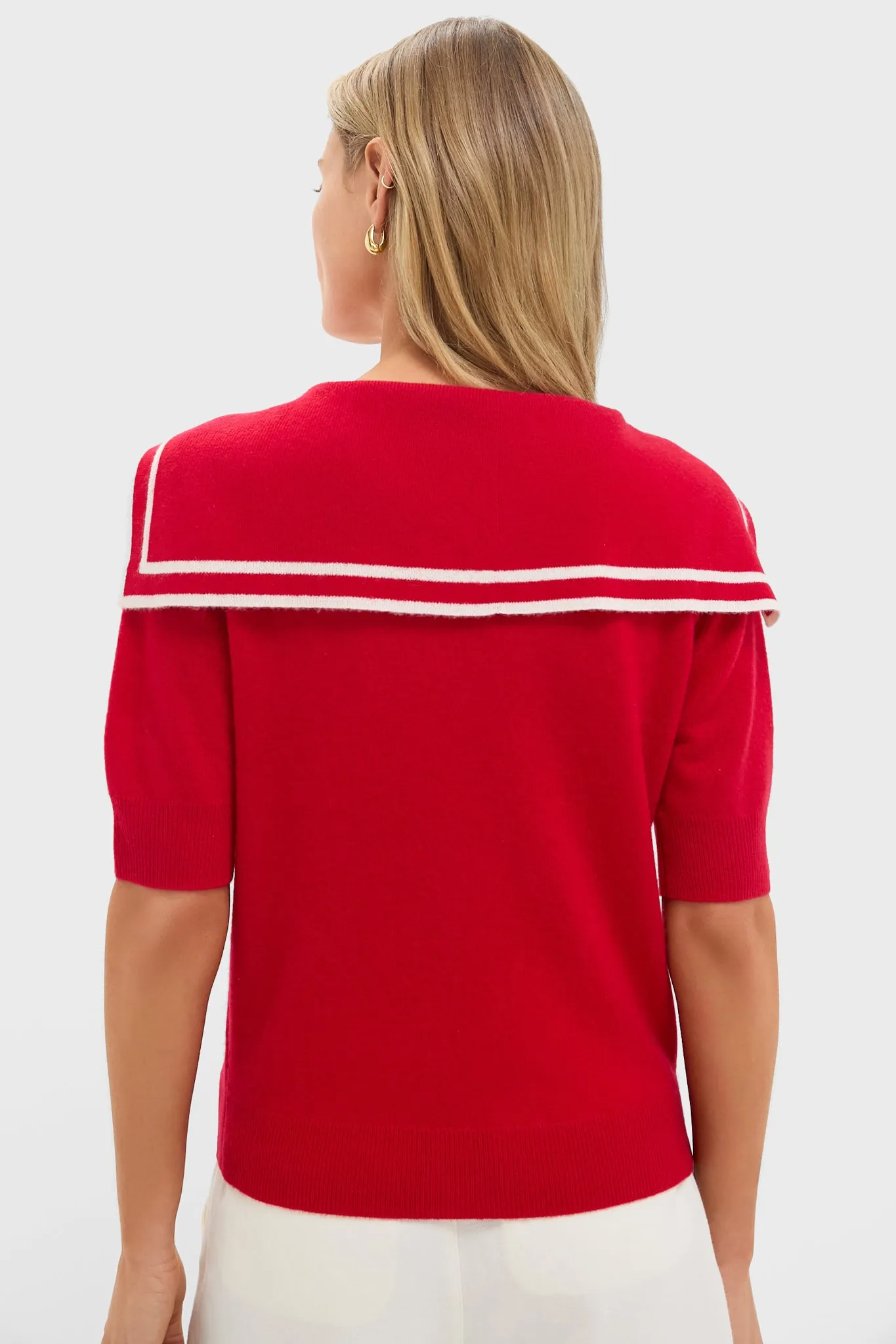 Red and Ivory Cashmere Sailor Sweater sold by Tuckernuck product image thumbnail 4