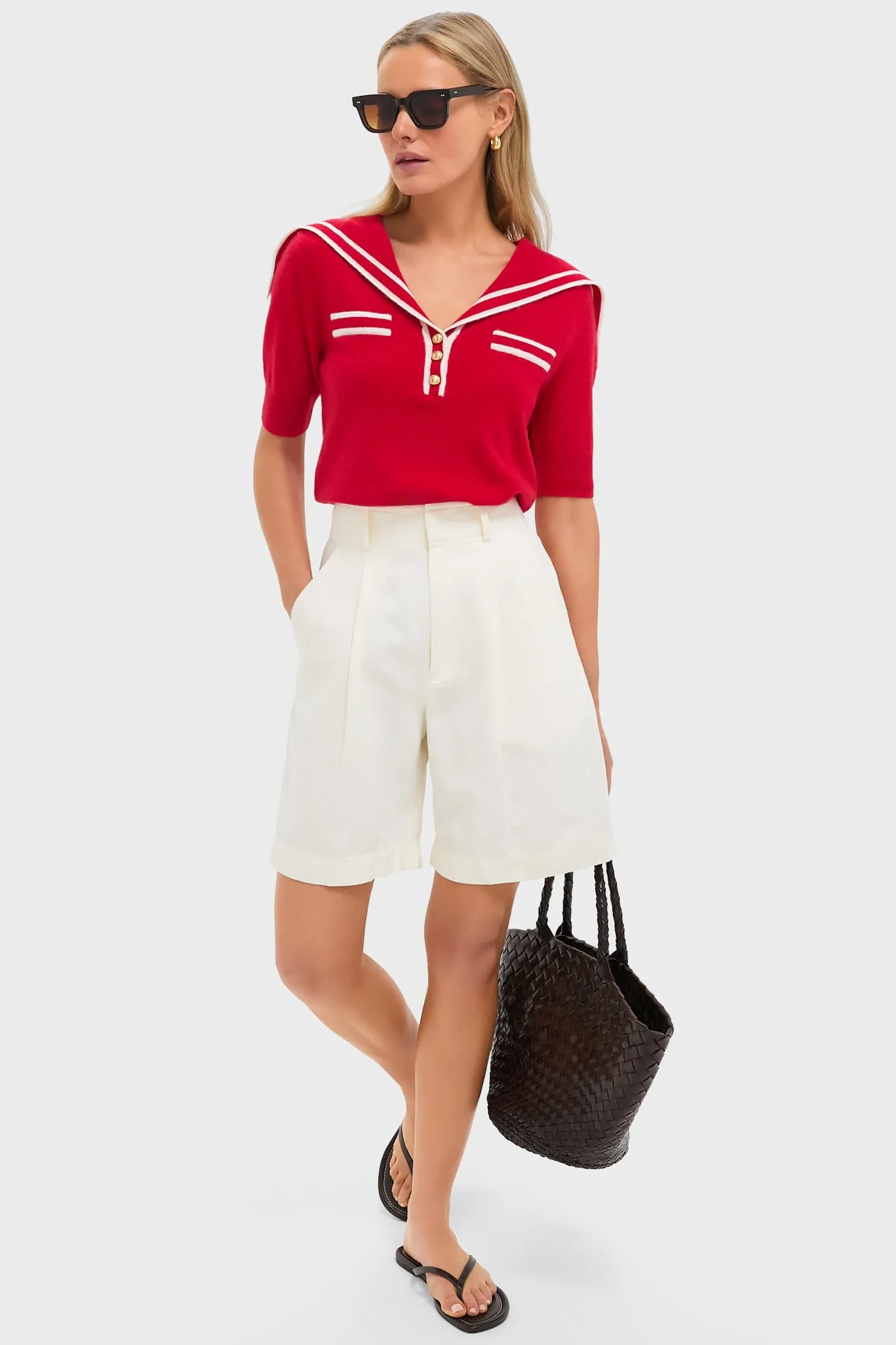 Red and Ivory Cashmere Sailor Sweater sold by Tuckernuck product image thumbnail 2