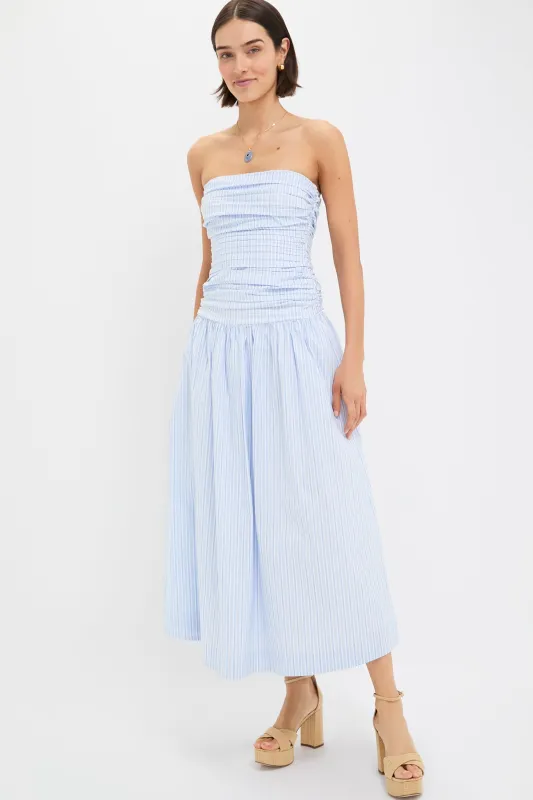 White and Blue Darra Midi Dress sold by Tuckernuck