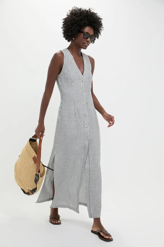 Deep Navy Striped Air Linen Button Down Maxi Dress sold by Tuckernuck product image thumbnail 2
