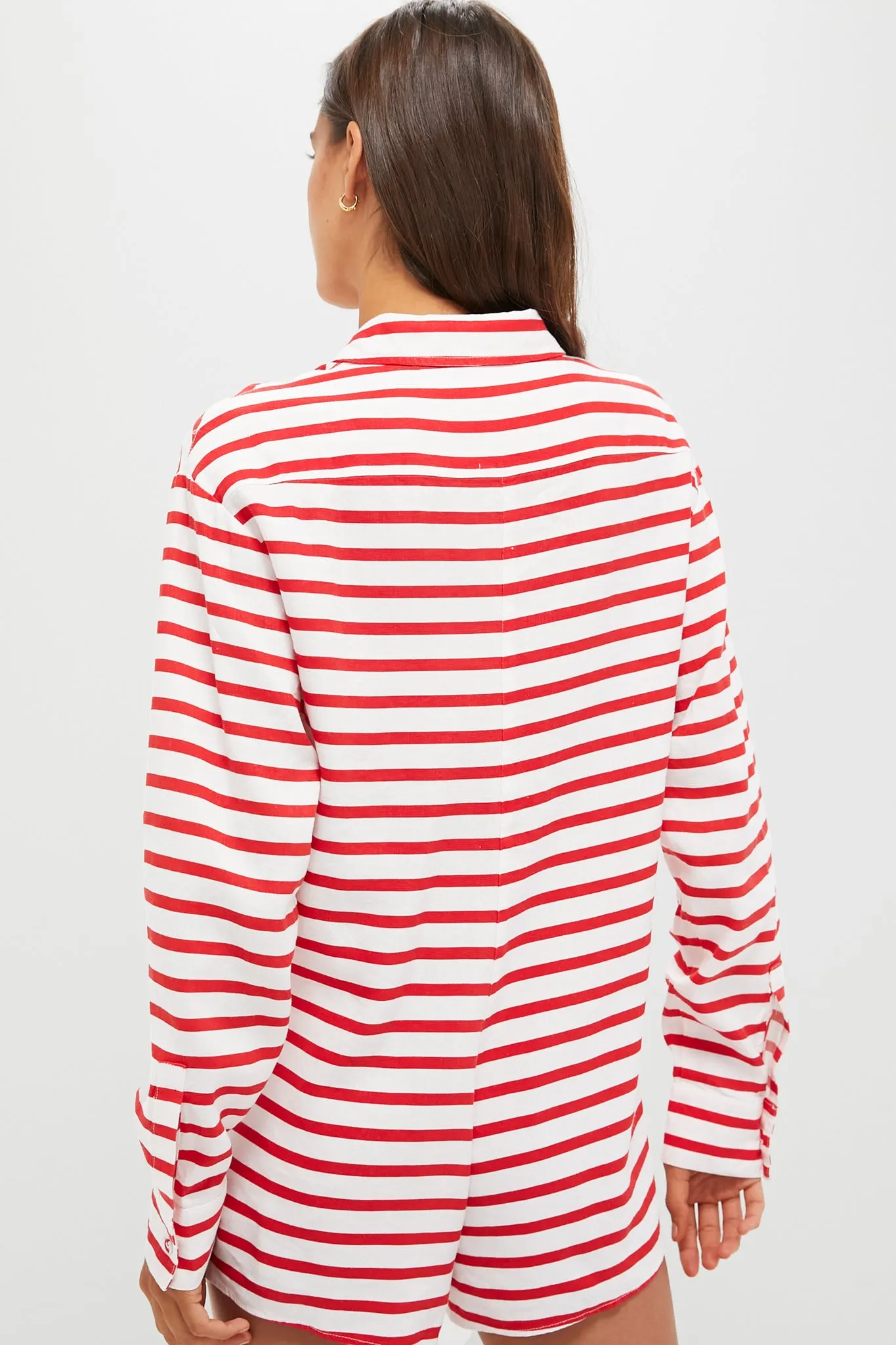 True Red and Off-White Sailor Stripe Linen Beach Romper sold by Tuckernuck product image thumbnail 4