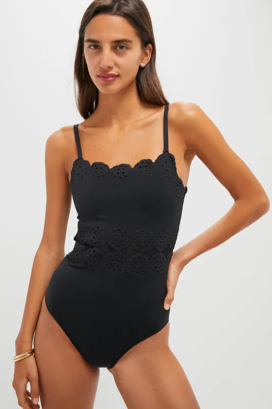 Black Mae Scallop One Piece sold by Tuckernuck