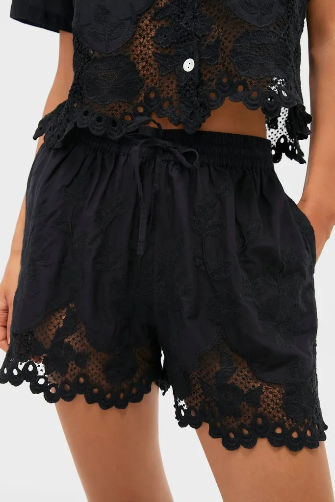 Black Flora Broderie Shorts sold by Tuckernuck product image thumbnail 5