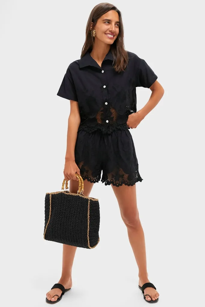 Black Flora Broderie Shorts sold by Tuckernuck product image thumbnail 2