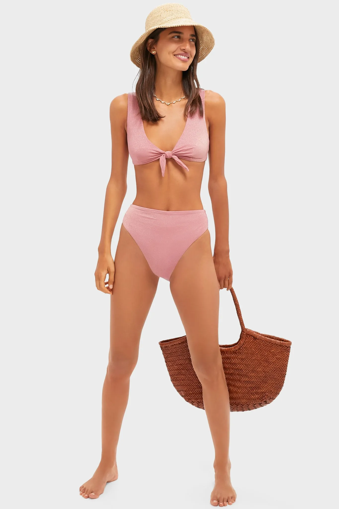 Pink Barcelona High Waist Bikini Bottom sold by Tuckernuck product image thumbnail 2