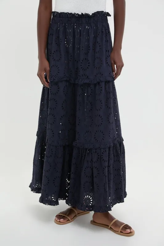 Navy Eyelet Prado Skirt made by Tuckernuck