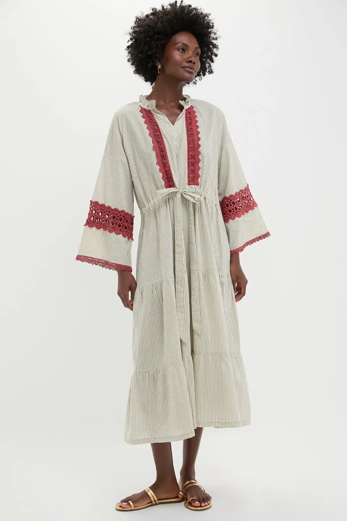 Embroidered Desert Striped Carmel Caftan sold by Tuckernuck