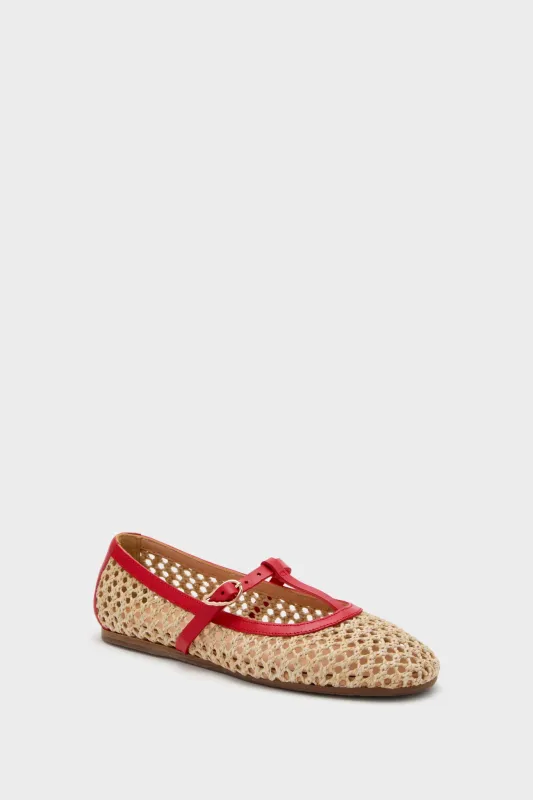 Red and Natural Aerati Woven Flats sold by Tuckernuck