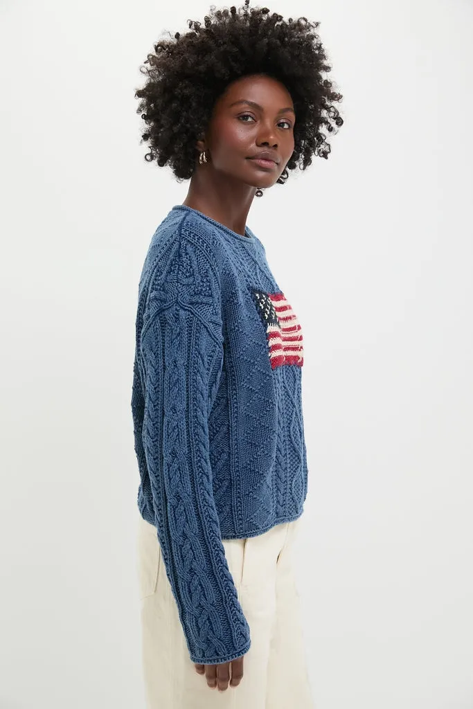 Indigo American Flag Long Sleeve Pullover Sweater sold by Tuckernuck product image thumbnail 3