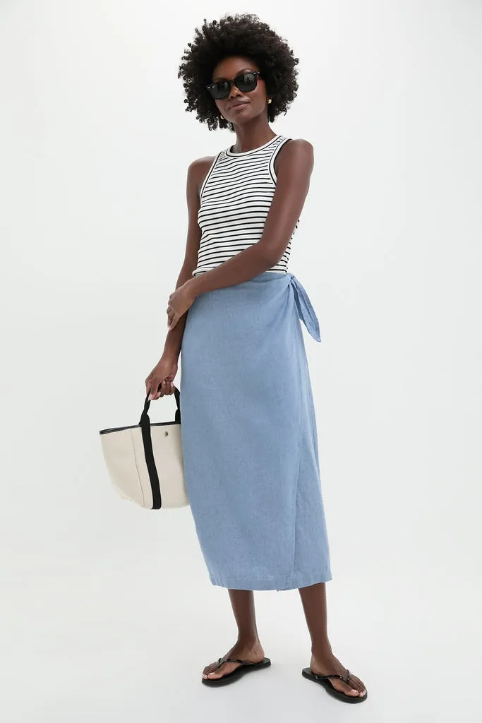 Channel Blue Delave Linen Tie Wrap Skirt sold by Tuckernuck product image thumbnail 2