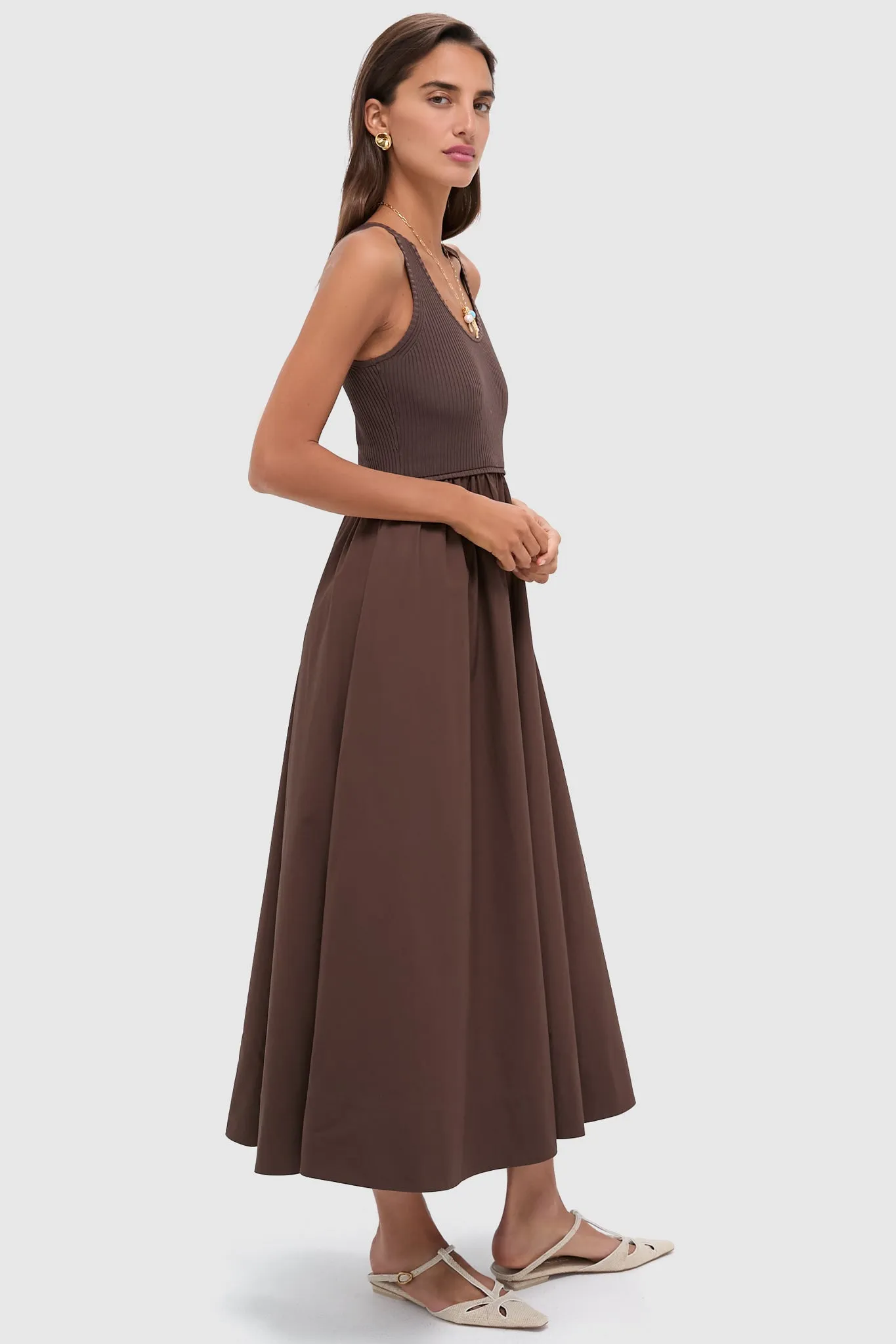 Chocolate Poplin Racer Dress sold by Tuckernuck product image thumbnail 3