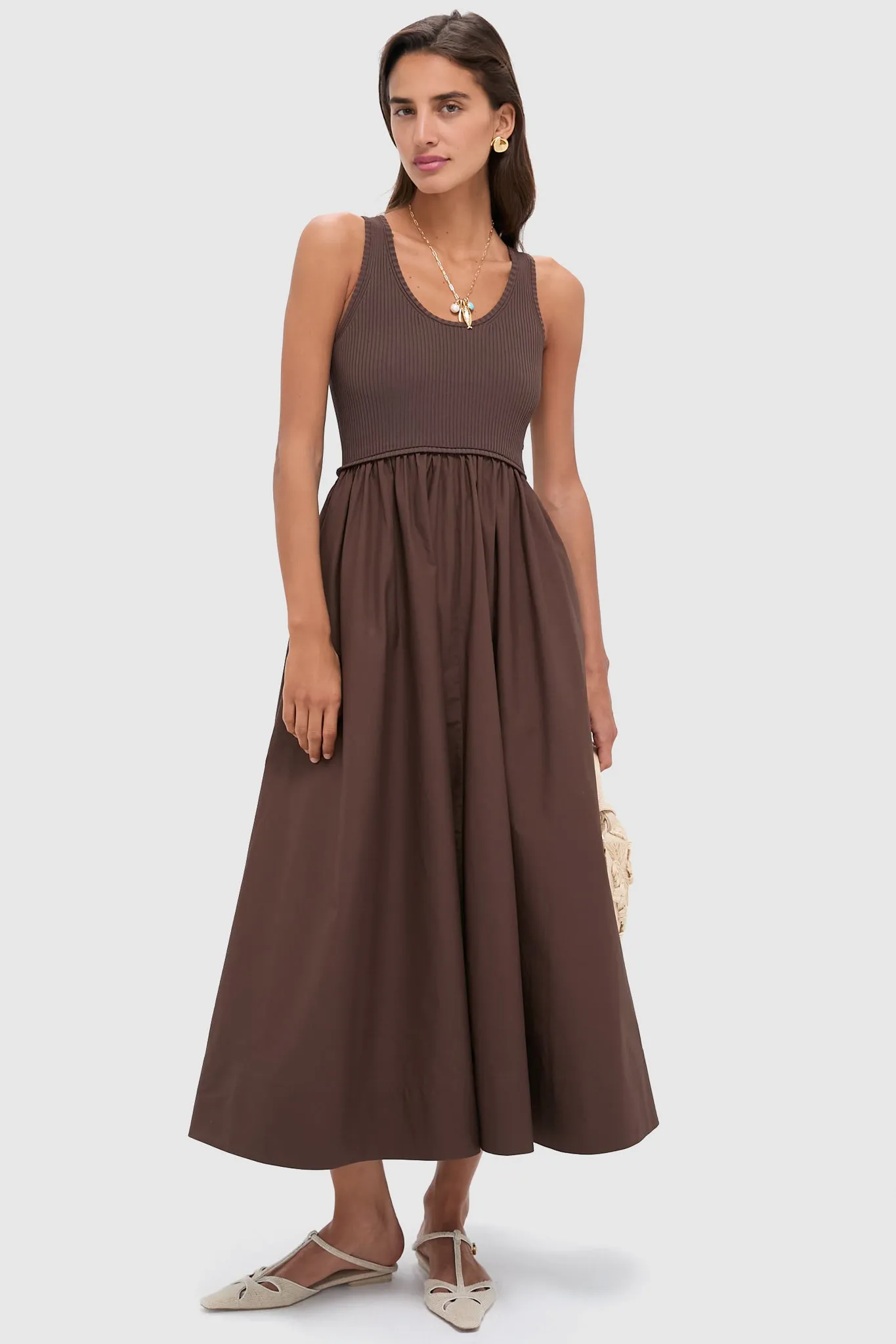Chocolate Poplin Racer Dress sold by Tuckernuck product image thumbnail 2