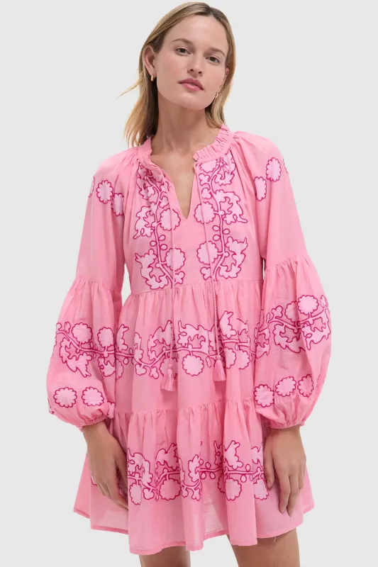 Exclusive Tangier Pink Balloon Sleeve Short Dress sold by Tuckernuck