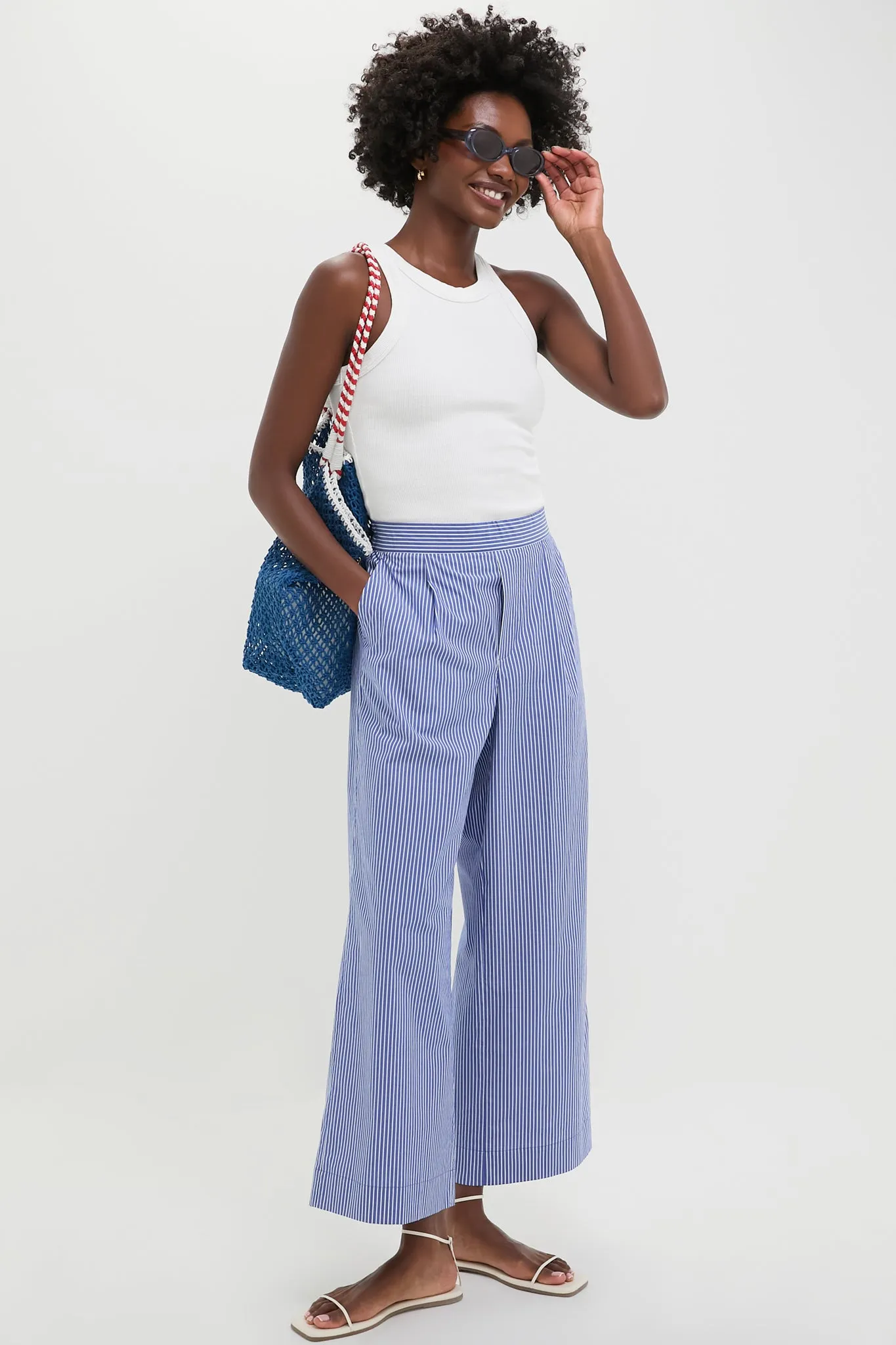 Royal Blue and White Stripe Penelope Pants sold by Tuckernuck product image thumbnail 5