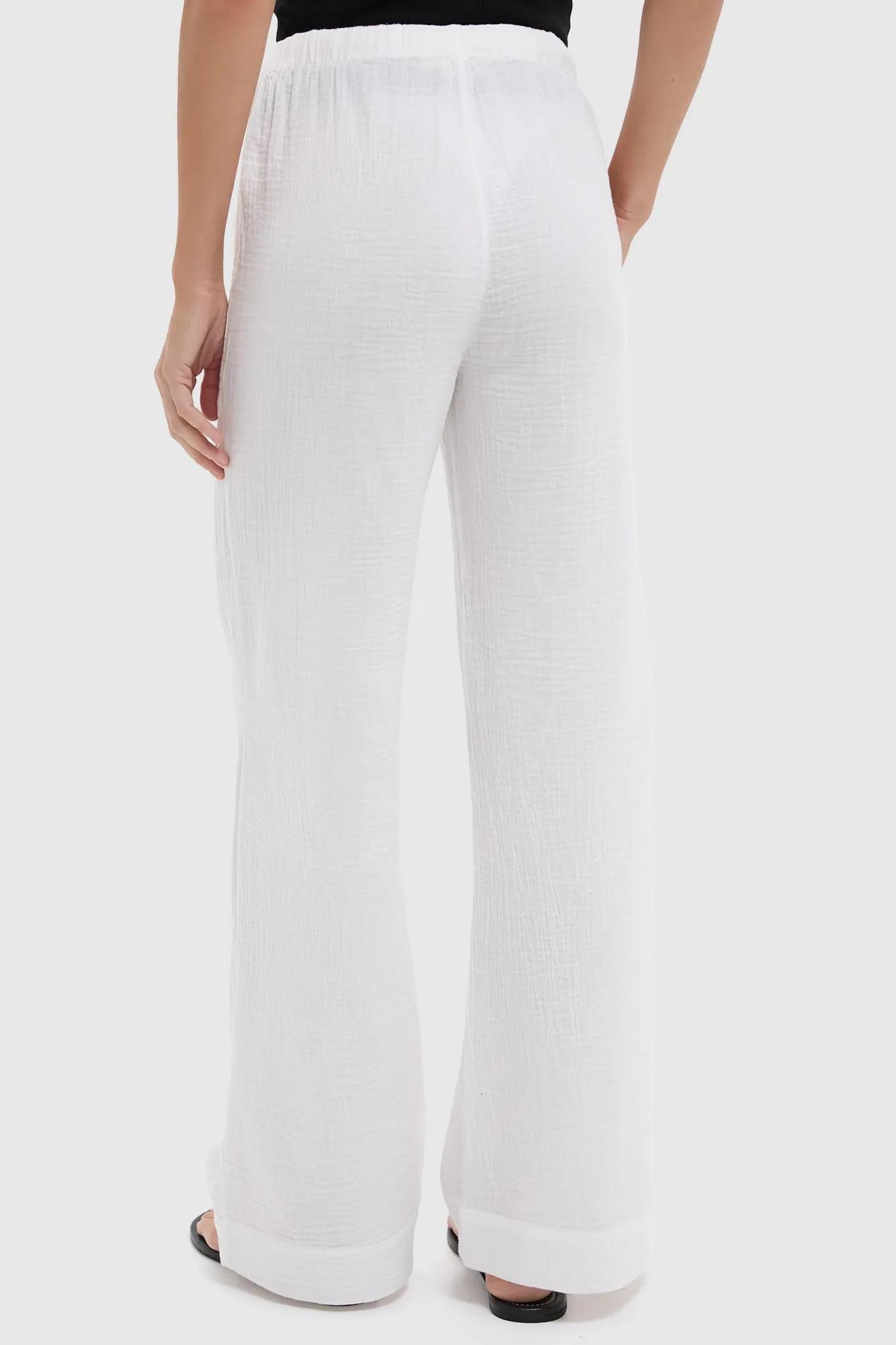 White Dune Cotton Gauze Wide Leg Pant sold by Tuckernuck product image thumbnail 4
