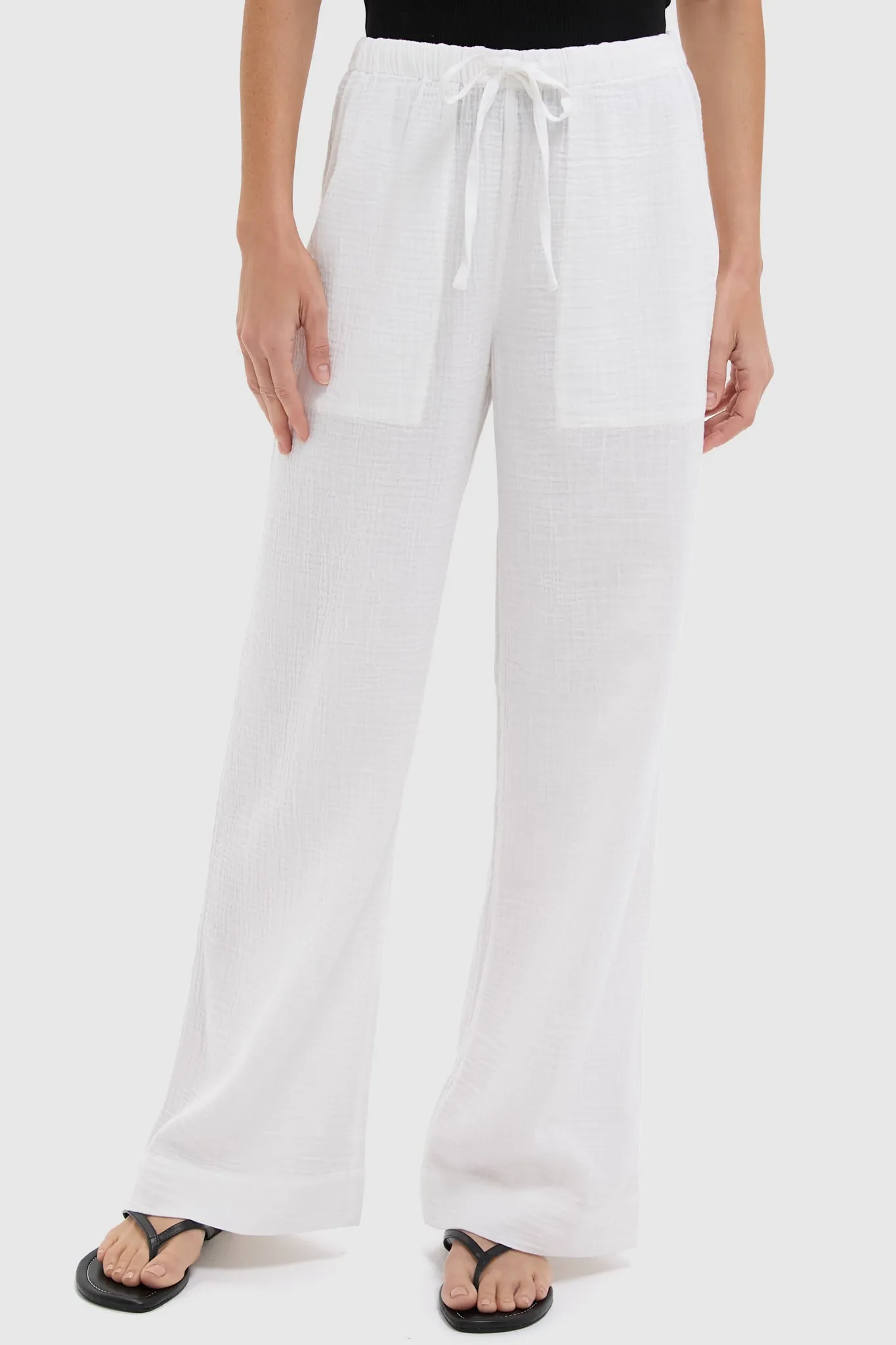 White Dune Cotton Gauze Wide Leg Pant sold by Tuckernuck