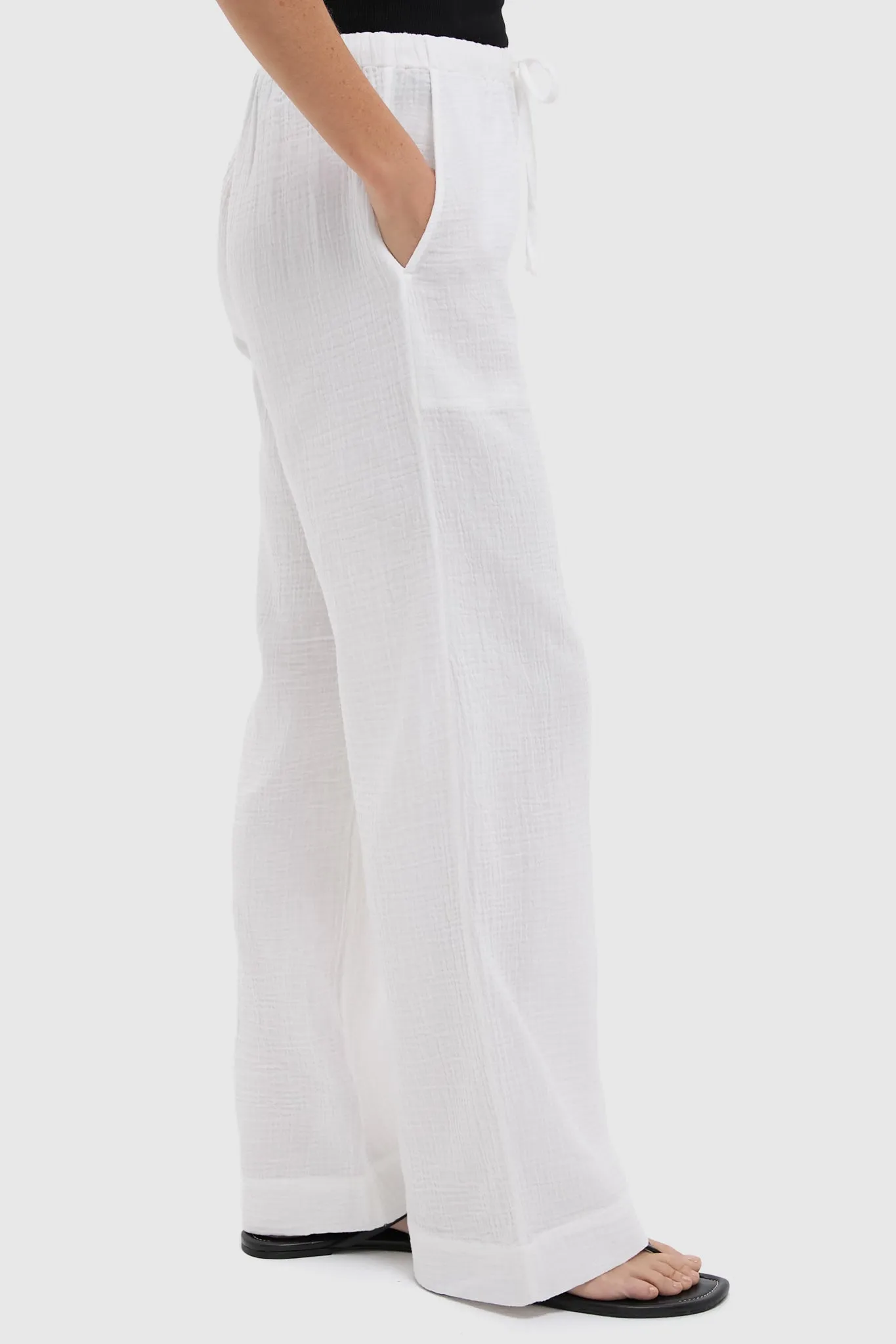 White Dune Cotton Gauze Wide Leg Pant sold by Tuckernuck product image thumbnail 3