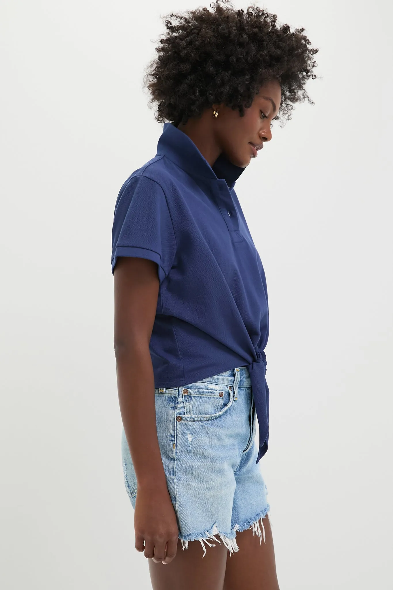 Navy Pique Tie Front Courtney Polo sold by Tuckernuck product image thumbnail 3