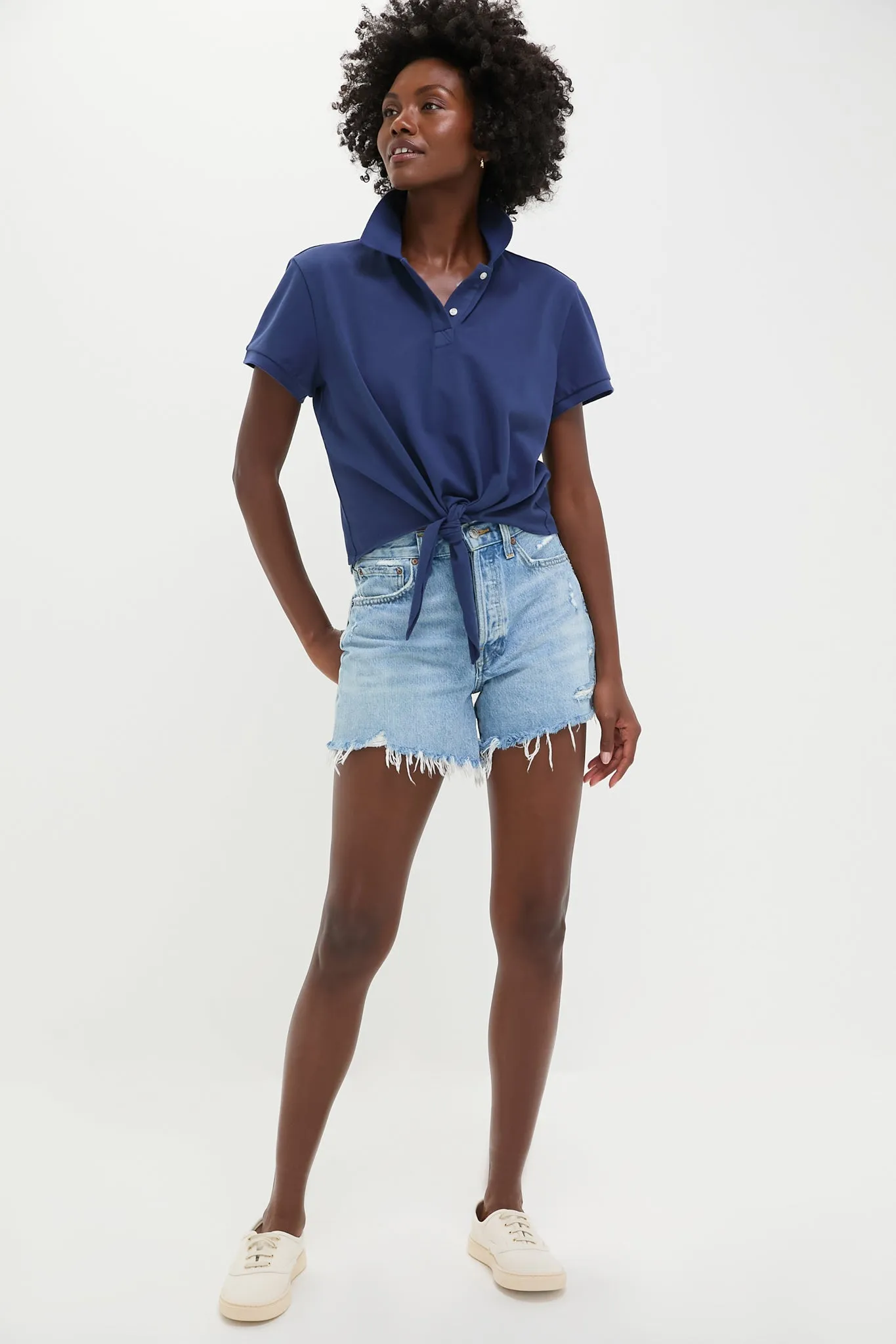 Navy Pique Tie Front Courtney Polo sold by Tuckernuck product image thumbnail 5