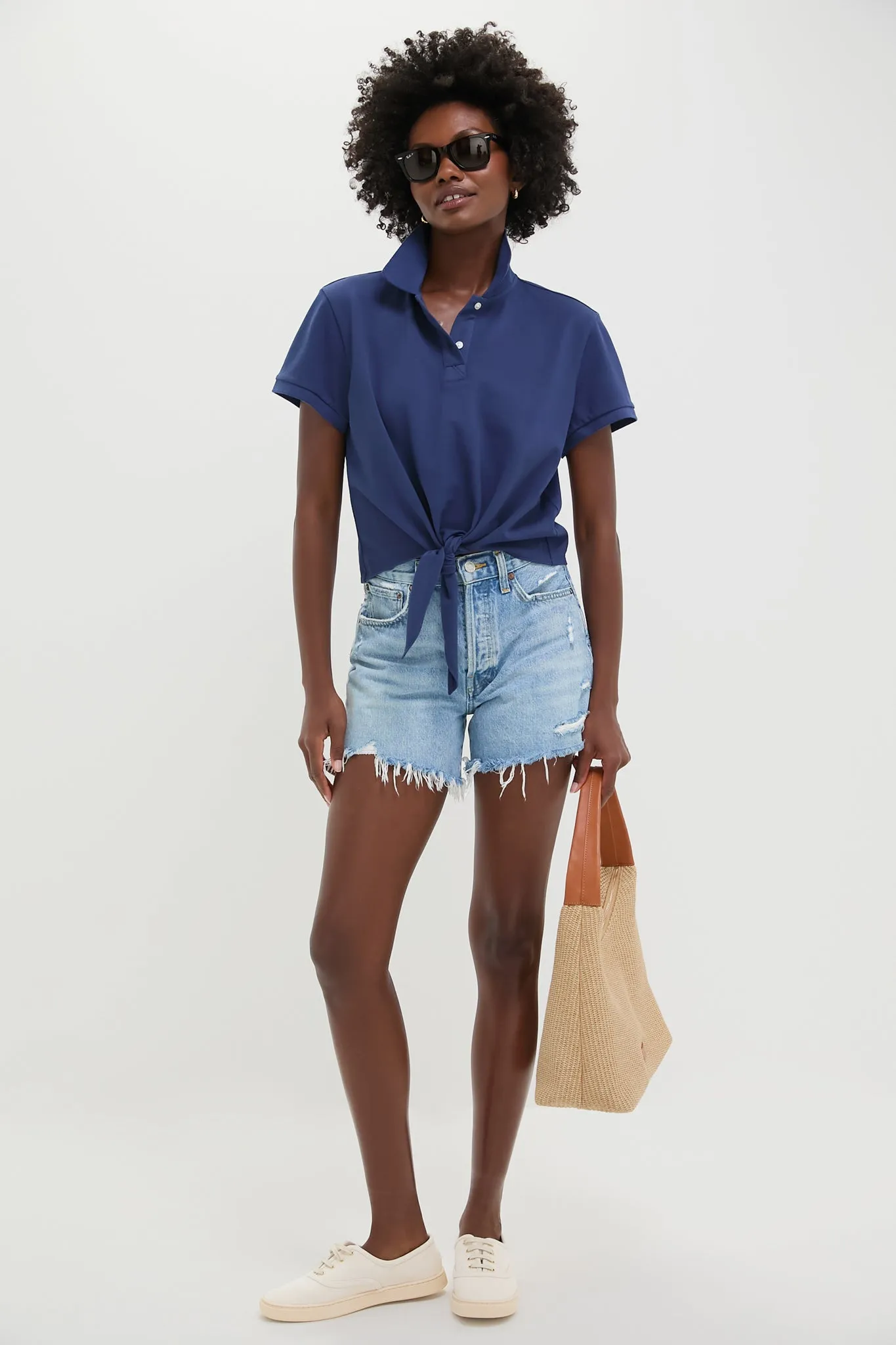 Navy Pique Tie Front Courtney Polo sold by Tuckernuck product image thumbnail 2