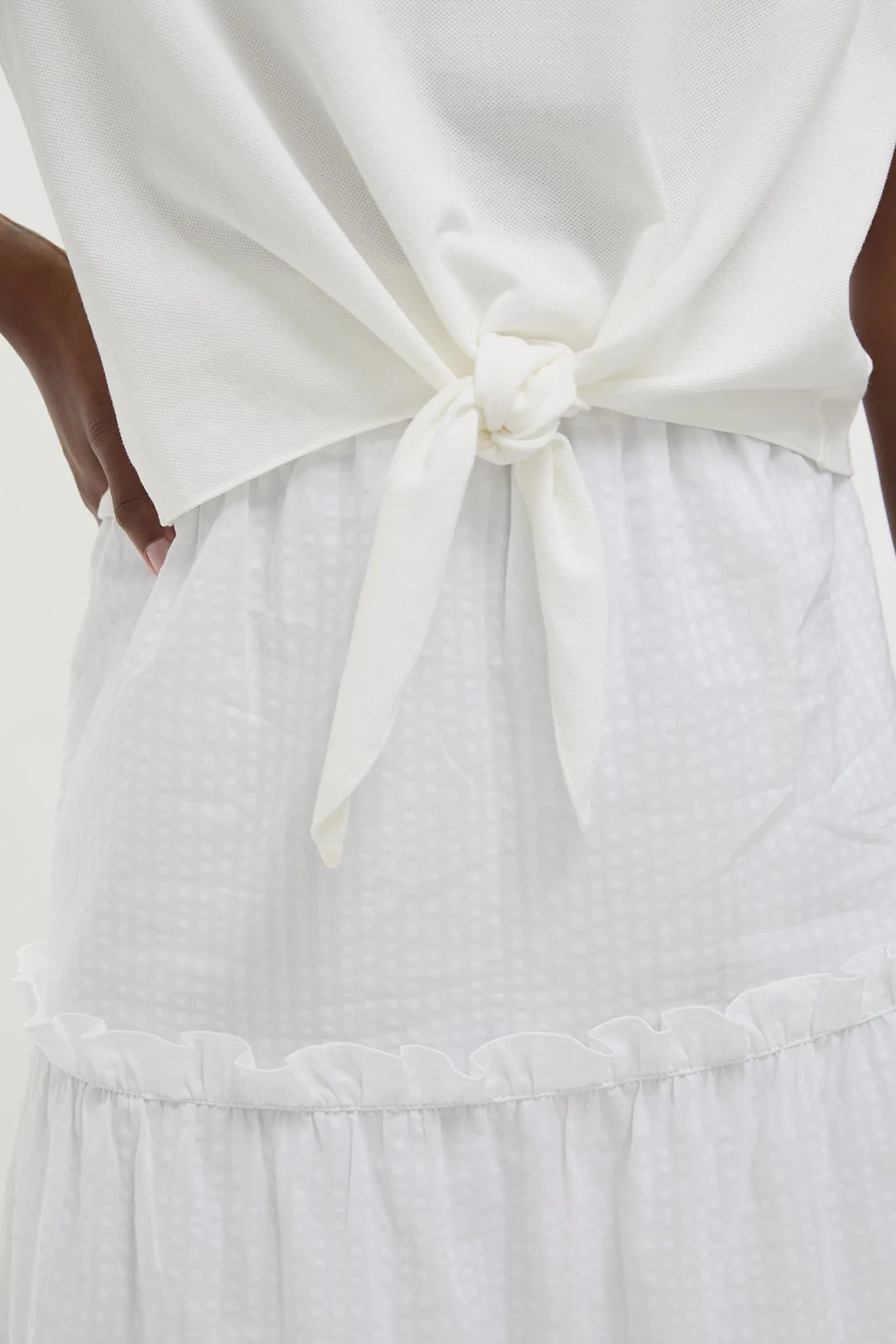 White Pique Tie Front Courtney Polo sold by Tuckernuck product image thumbnail 4